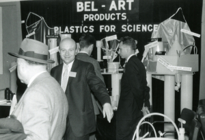 image: Kurt Landsberger at an early tradeshow for Bel-Art Products
