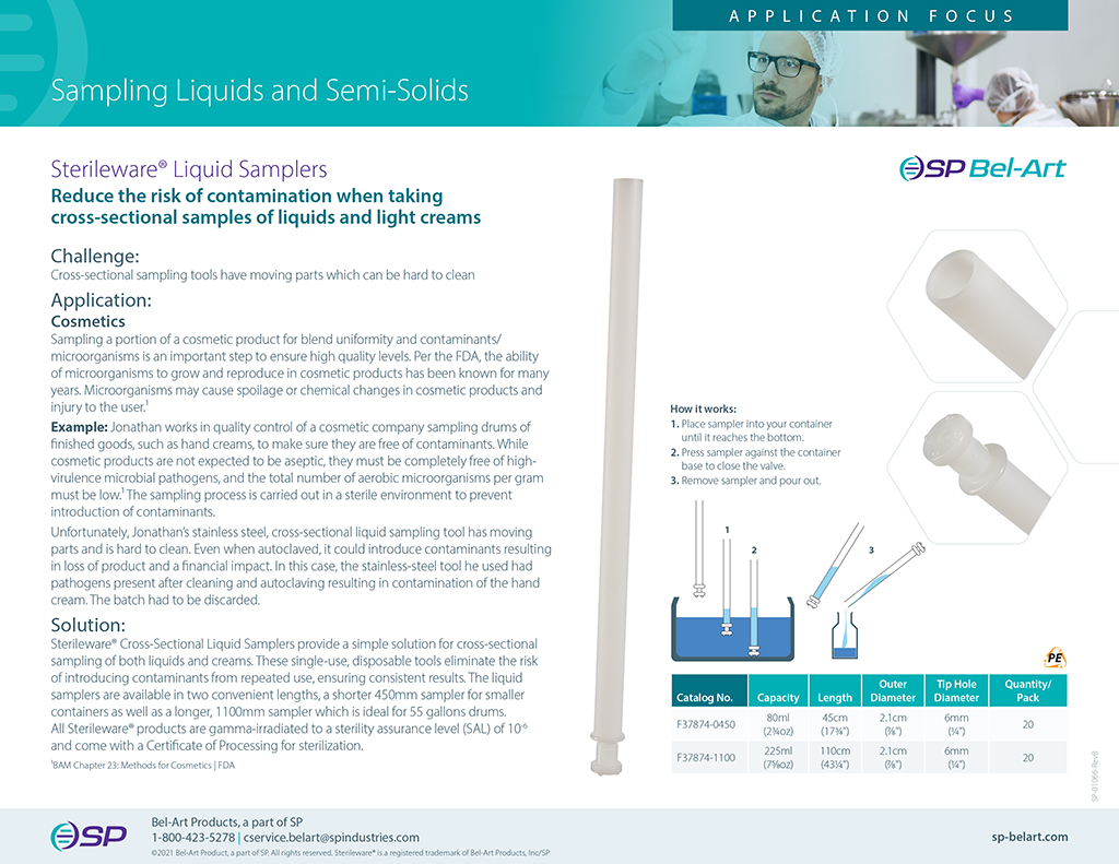 Image: Sterileware® Liquid and Semi Solid Sampling - Application Focus - SP Bel-Art