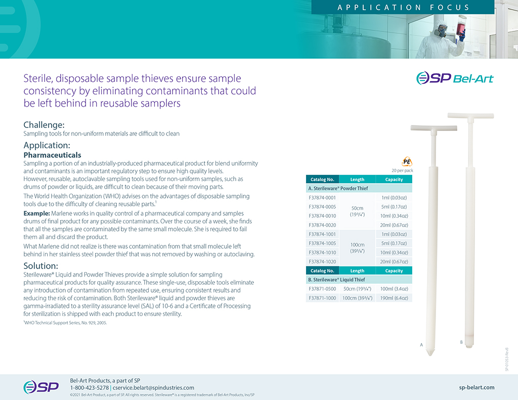 Image: Sterileware® Liquid and Powder Thieves - Pharma Application Focus