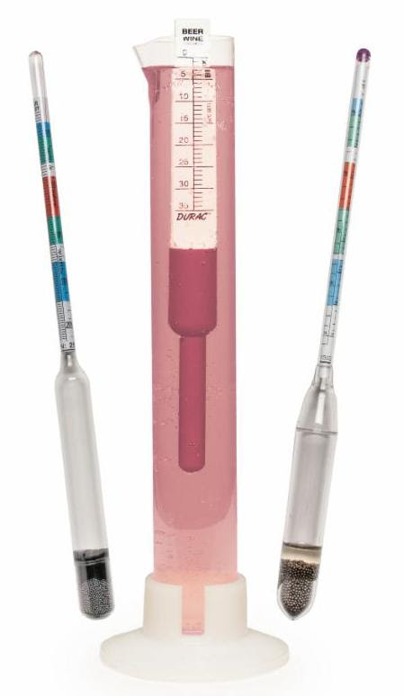 Image: triple scale Beer and Wine Hydrometer from SP Scienceware or industrial or home brewers