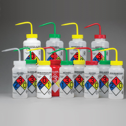 Image:  Right-to-Know, Safety-Vented™ Wash Bottles with GHS Labeling