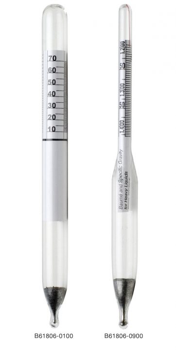 Image: DURAC Specific Gravity / Relative Density (g/cm3) & Baume Plain Form Hydrometers; Traceable to NIST