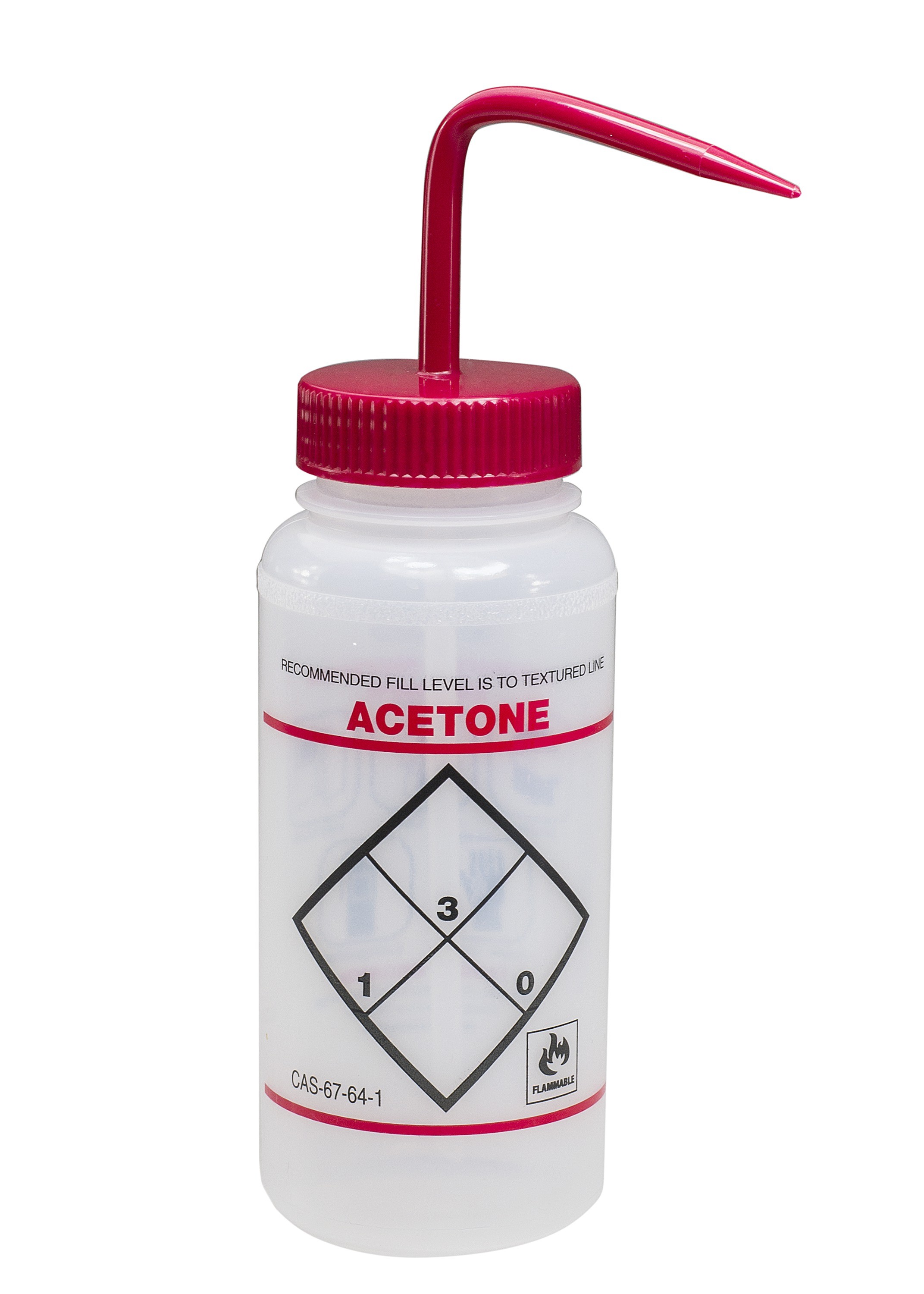SP Bel-Art Safety-Labeled 2-Color Acetone Wide-Mouth Wash Bottles; 500ml (16oz), Polyethylene w/Red Polypropylene Cap (Pack of 6)