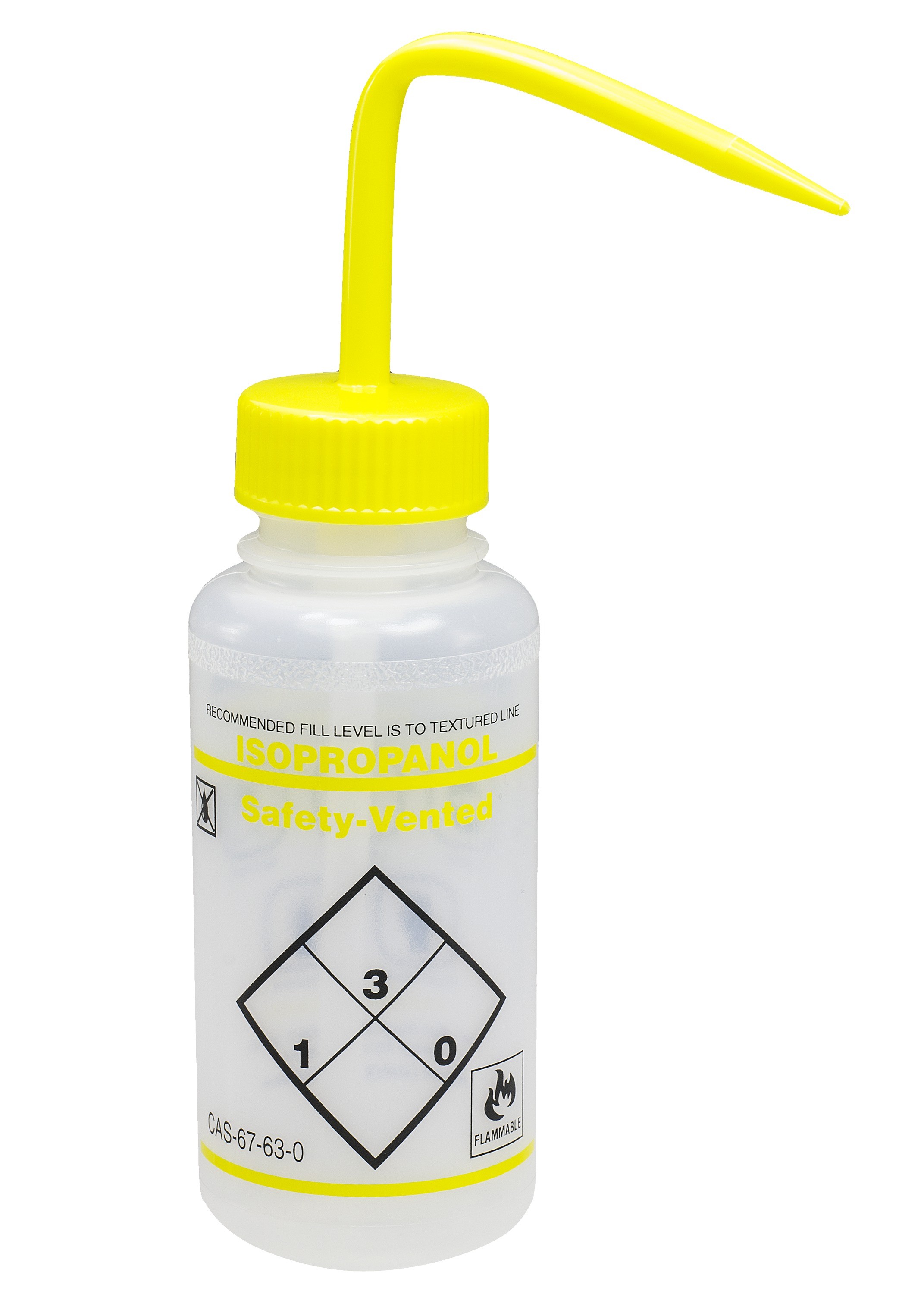 SP Bel-Art Safety-Labeled 2-Color Isopropanol Wide-Mouth Wash Bottles; 500ml (16oz), Polyethylene w/Yellow Polypropylene Cap (Pack of 6)