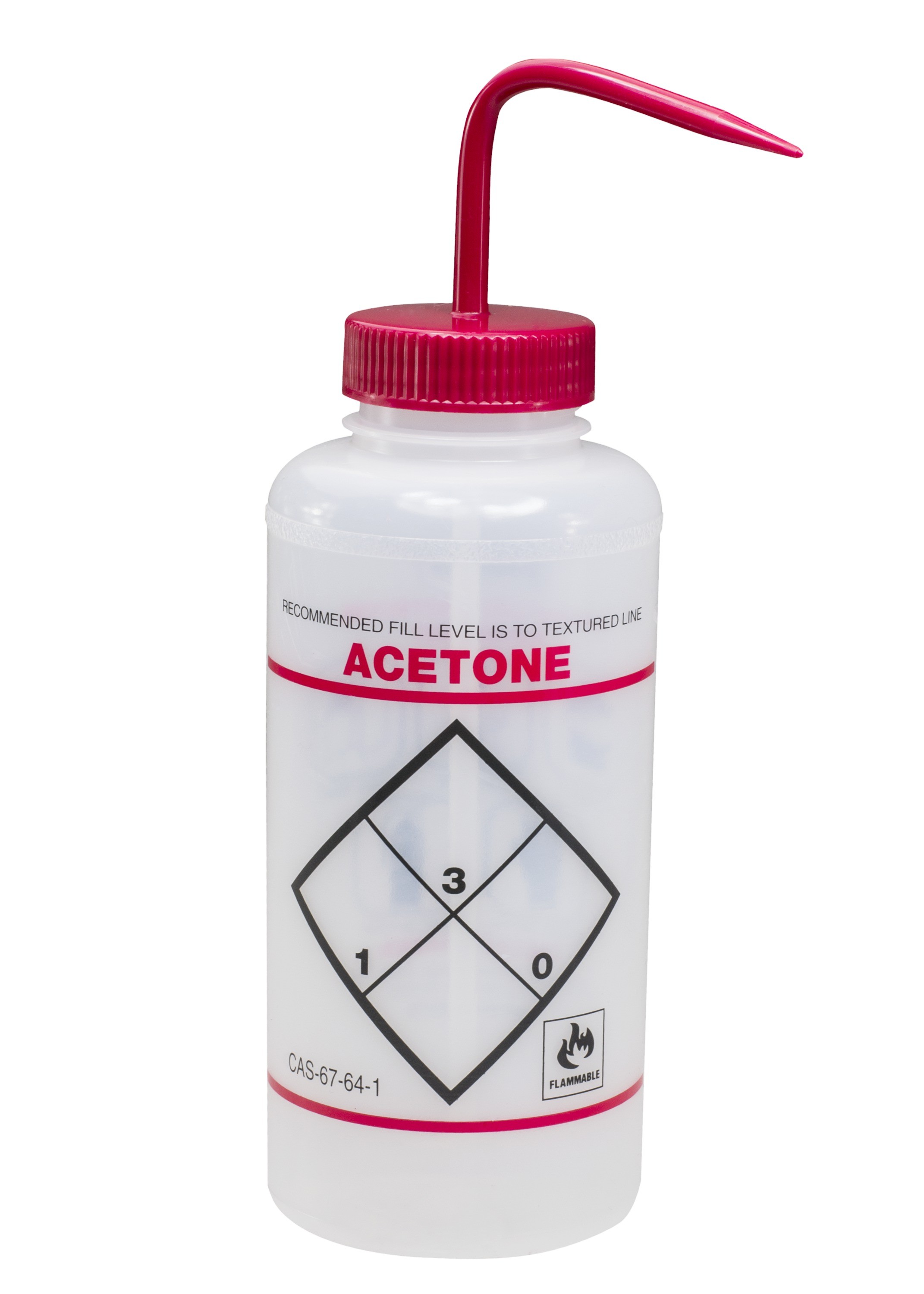 SP Bel-Art Safety-Labeled 2-Color Acetone Wide-Mouth Wash Bottles; 1000ml (32oz), Polyethylene w/Red Polypropylene Cap (Pack of 6)