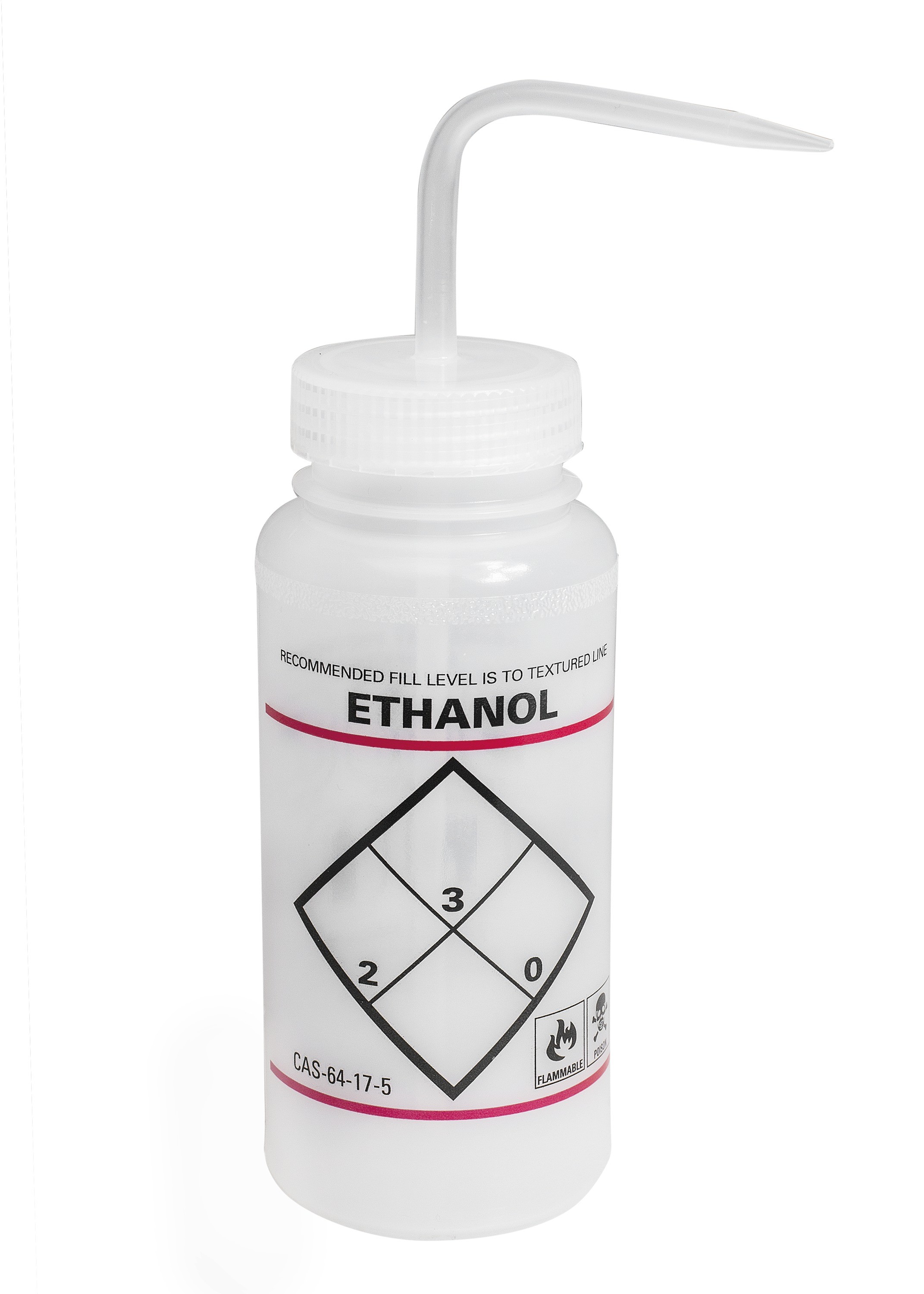 SP Bel-Art Safety-Labeled 2-Color Ethanol Wide-Mouth Wash Bottles; 500ml (16oz), Polyethylene w/Natural Polypropylene Cap (Pack of 6)