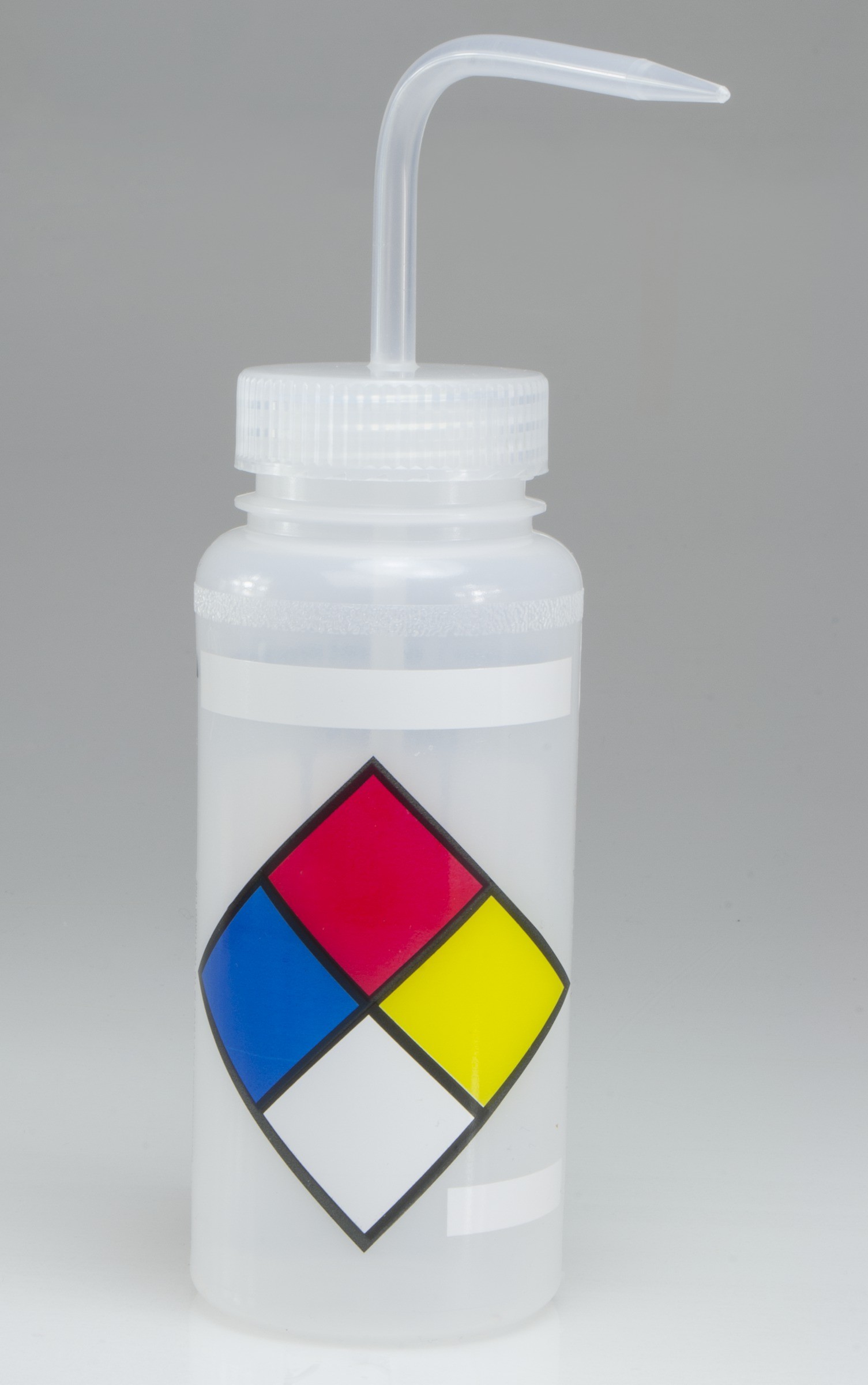 SP Bel-Art Safety-Labeled 4-Color LYOB Wide-Mouth Wash Bottles; 500ml (16oz), Polyethylene w/Natural Polypropylene Cap (Pack of 4)