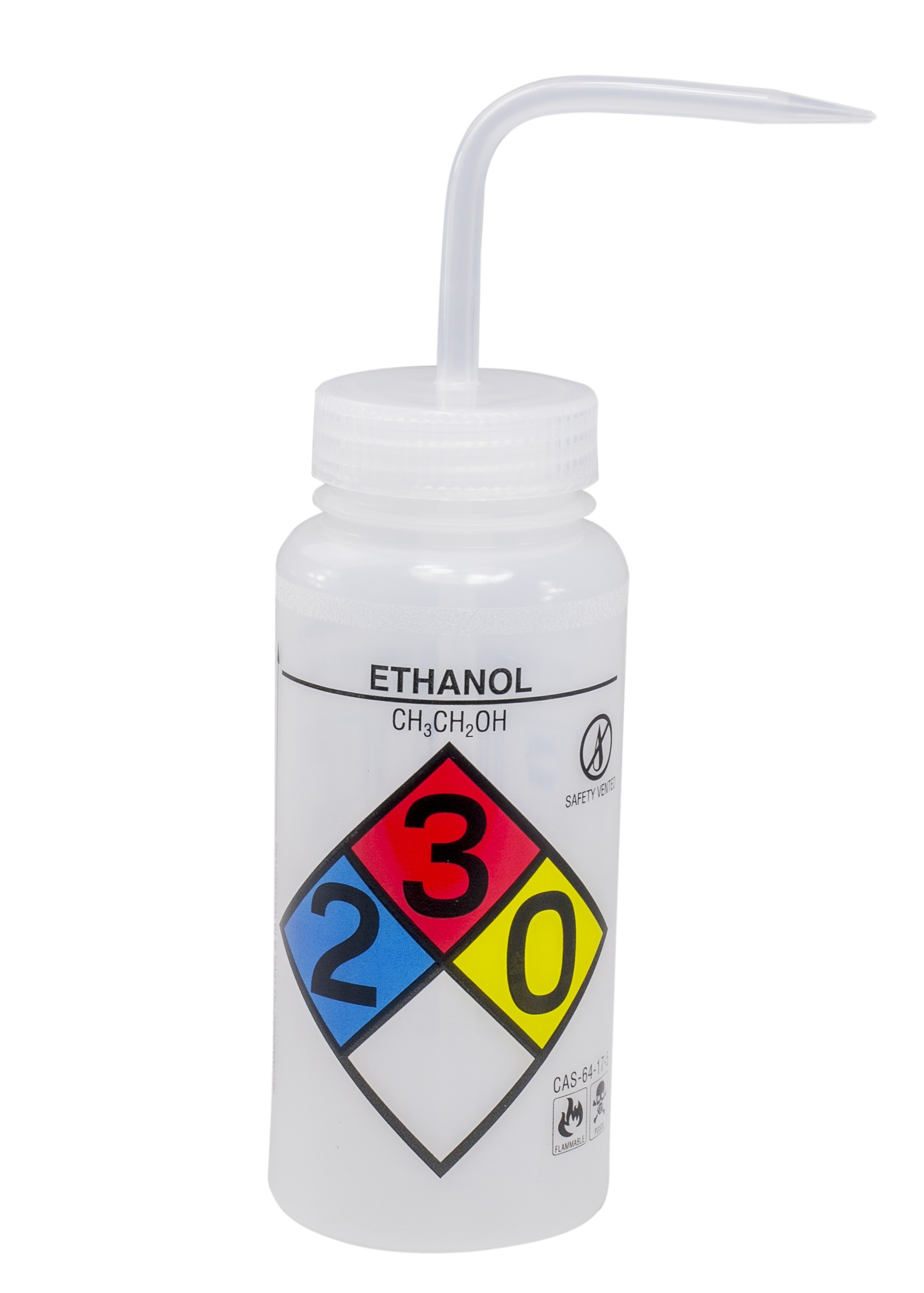 SP Bel-Art Right-to-Know Safety-Vented / Labeled 4-Color Ethanol Wide-Mouth Wash Bottles; 500ml (16oz), Polyethylene w/Natural Polypropylene Cap (Pack of 4)