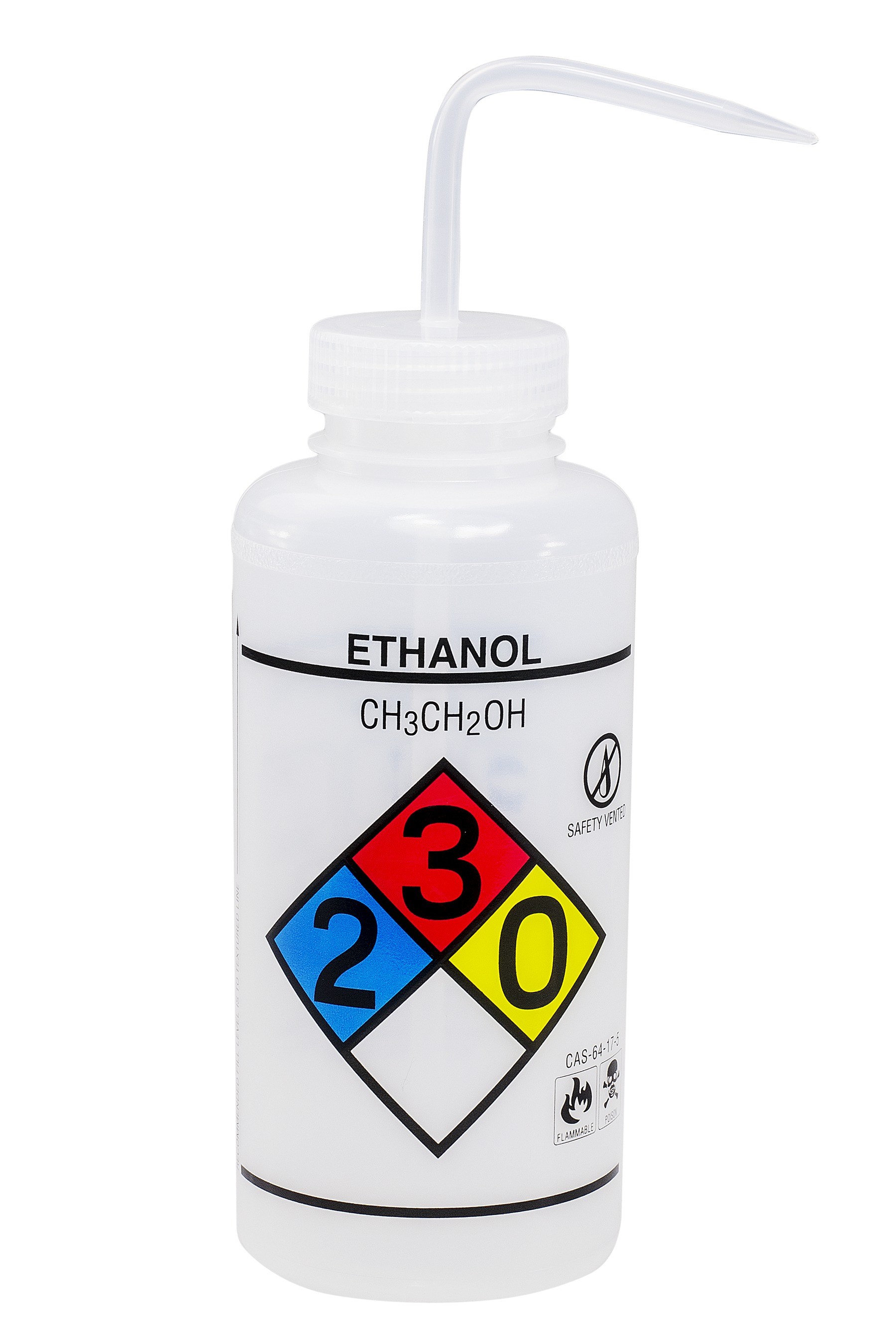 SP Bel-Art Right-to-Know Safety-Vented / Labeled 4-Color Ethanol Wide-Mouth Wash Bottles; 1000ml (32oz), Polyethylene w/Natural Polypropylene Cap (Pack of 2)