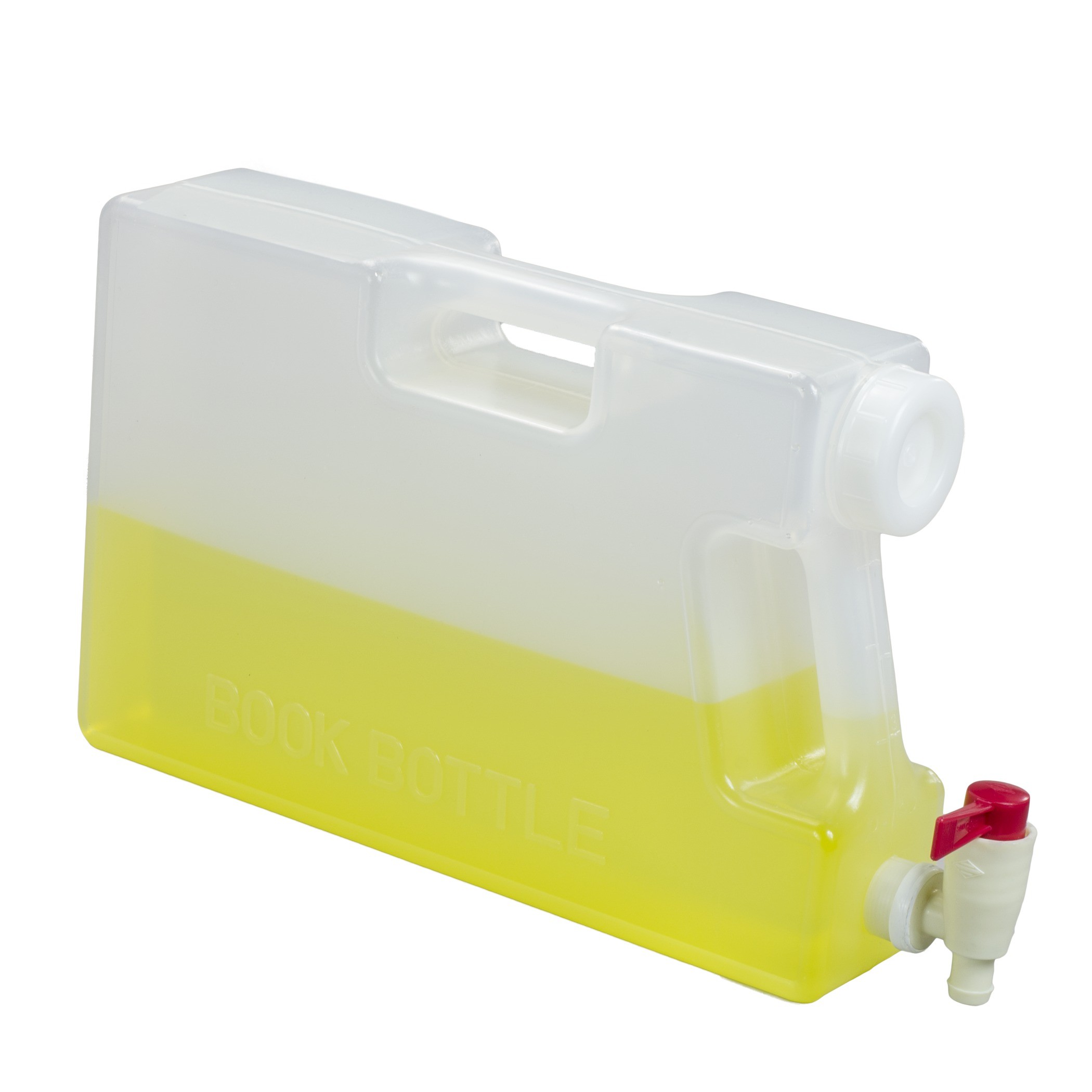 SP Bel-Art Polypropylene Book Bottle with Spigot; 5 Liters (1.25 Gallons), 3³/₈ x 9¹/₂ x 14³/₄ in.