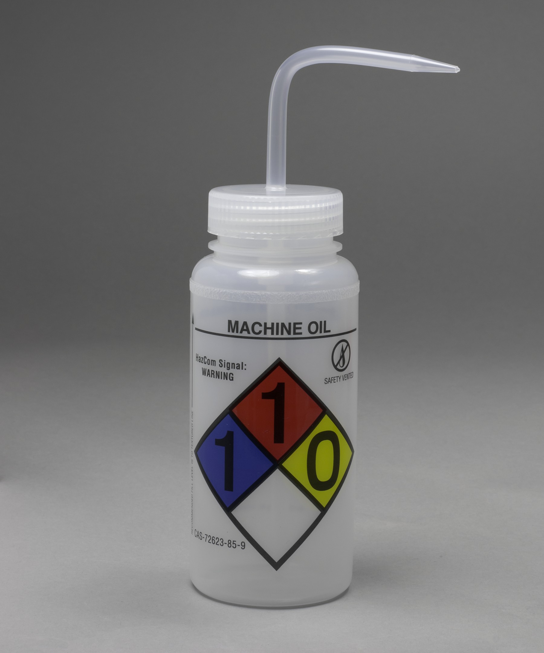 SP Bel-Art GHS Labeled Safety-Vented Machine Oil Wash Bottles; 500ml (16oz), Polyethylene w/Natural Polypropylene Cap (Pack of 4)