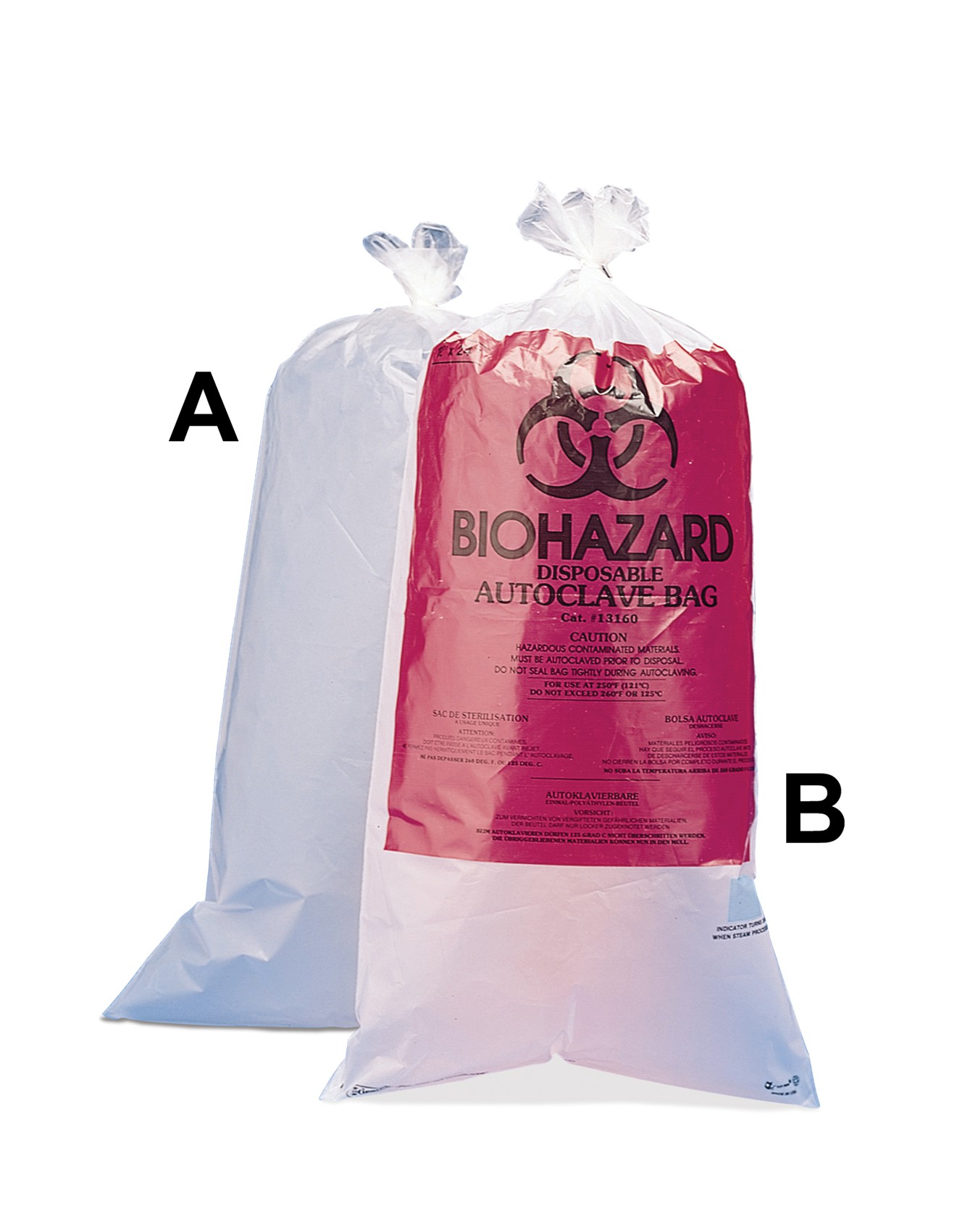 BelArt Clear Biohazard Disposal Bags with Warning Label; 1.5 mil Thick