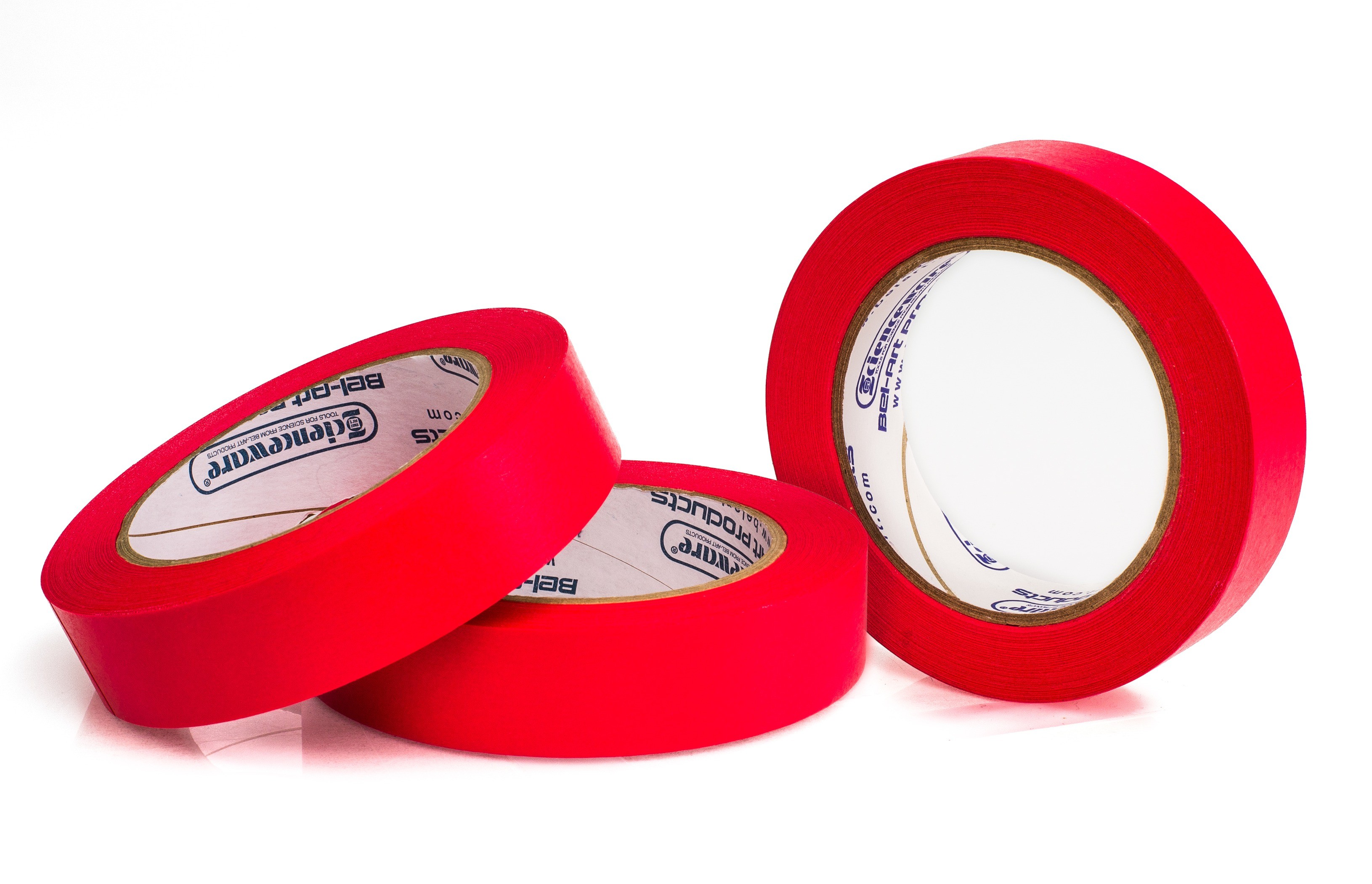 SP Bel-Art Write-On Red Label Tape; 40yd Length, 1 in. Width, 3 in. Core (Pack of 3)
