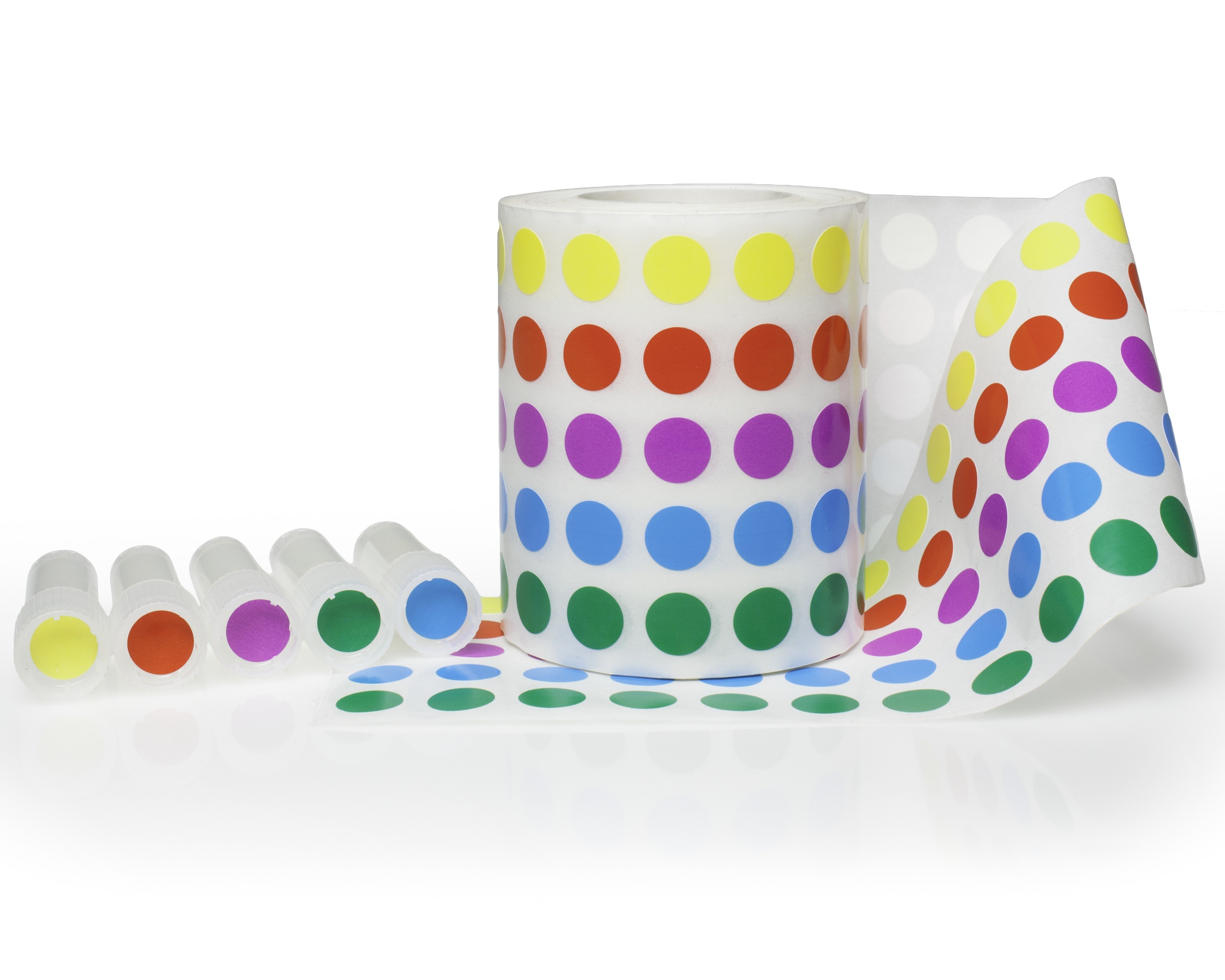 SP Bel-Art Cryogenic Storage Labels; Roll of 9.5mm Dots for 0.5-1.5ml Tubes, Assorted (5000 labels)
