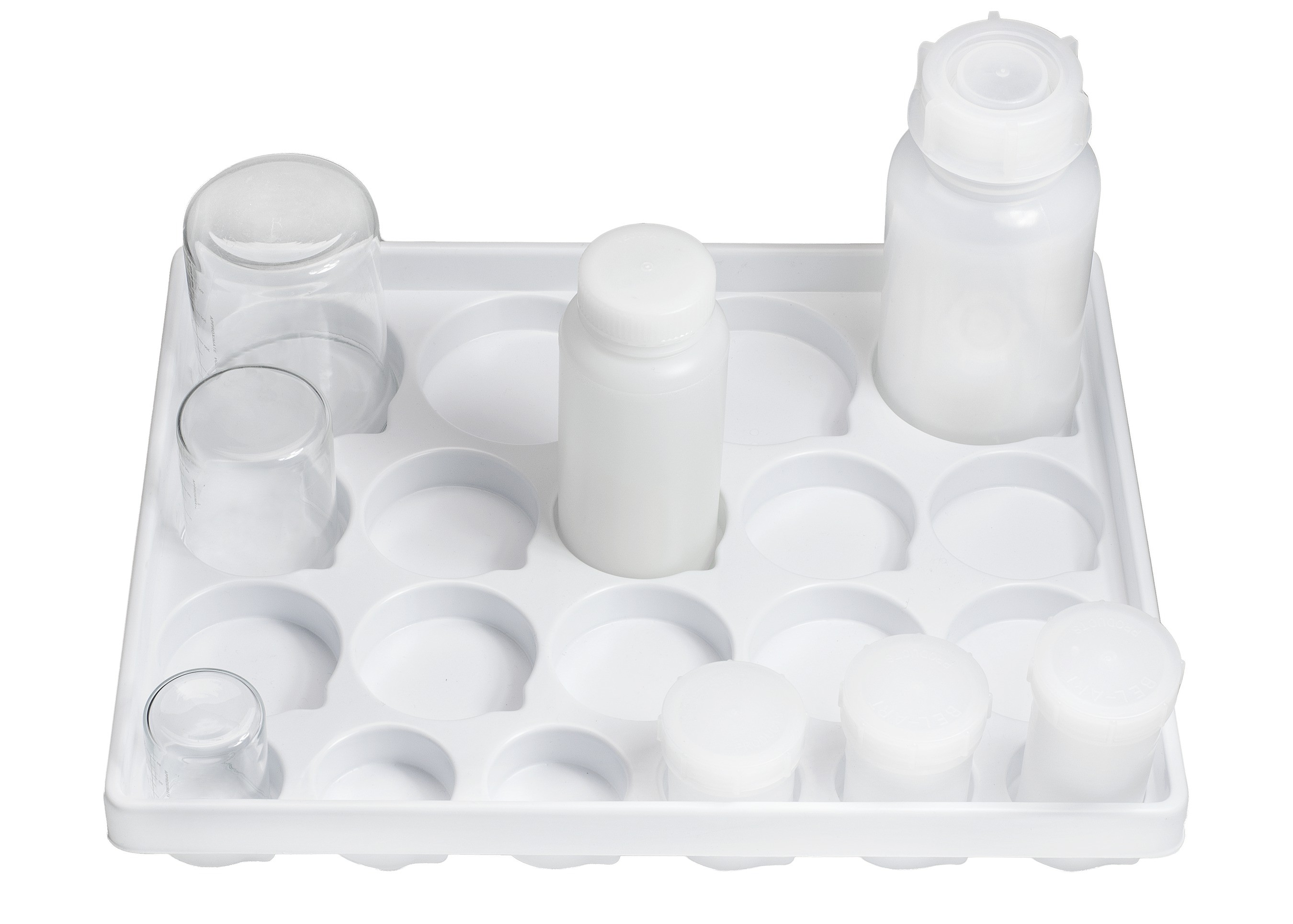 SP Bel-Art Lab Drawer Compartment Tray for Beakers, Flasks, Jars; 20 Wells, 14 x 17½ x 2¼ in.