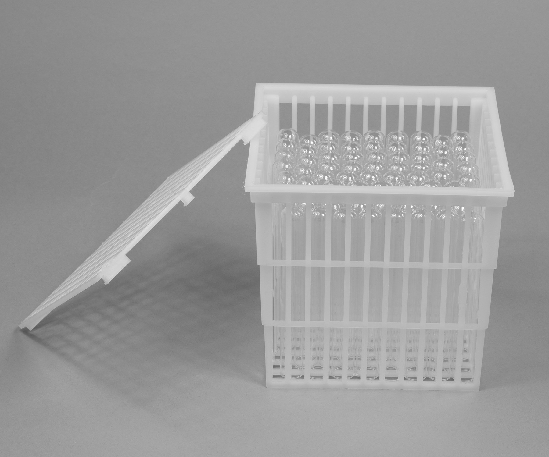 SP Bel-Art Polypropylene Test Tube Basket; 6 x 6 x 6 in., With Lid