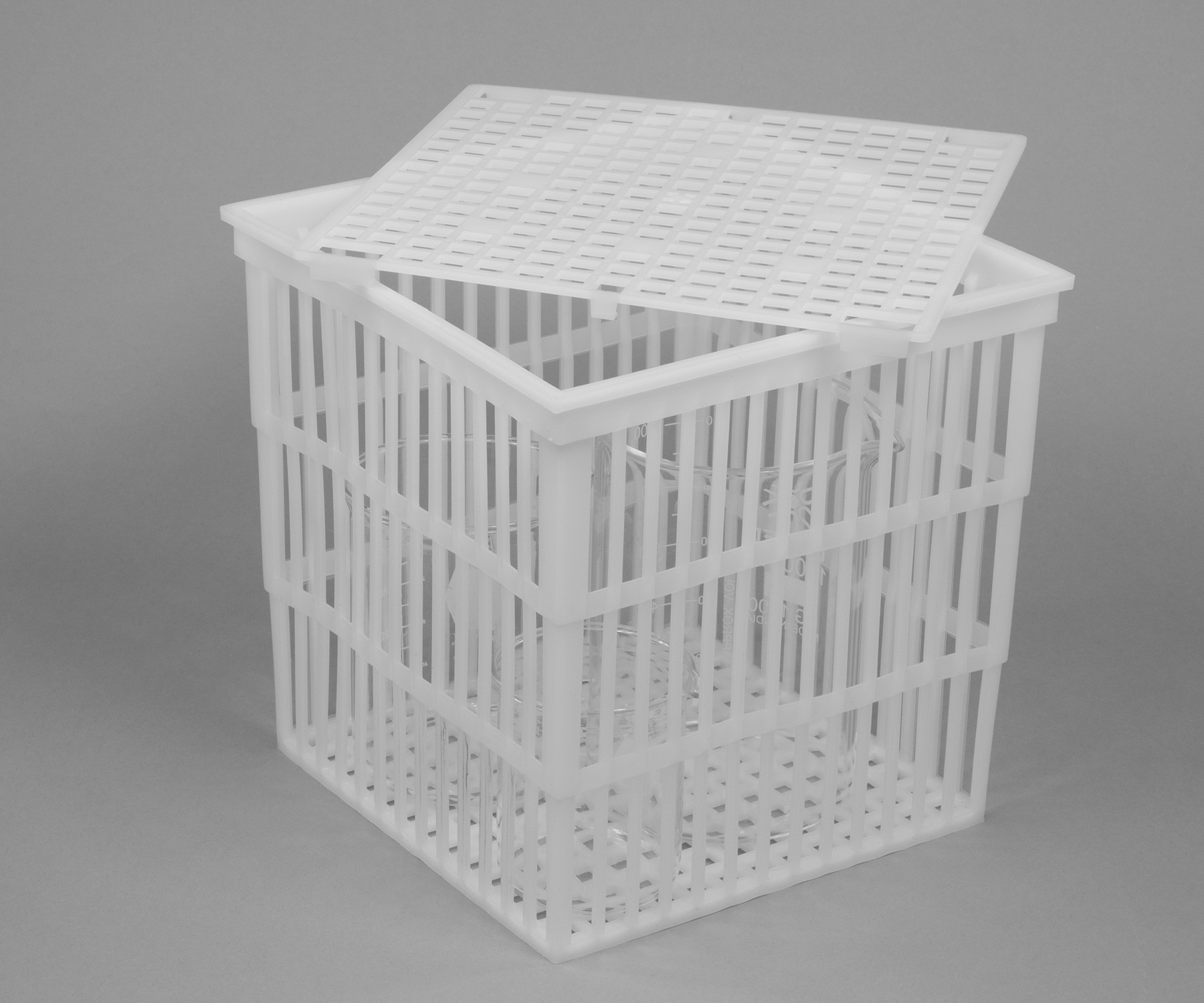 SP Bel-Art Polypropylene Test Tube Basket; 9 x 9 x 9 in., With Lid