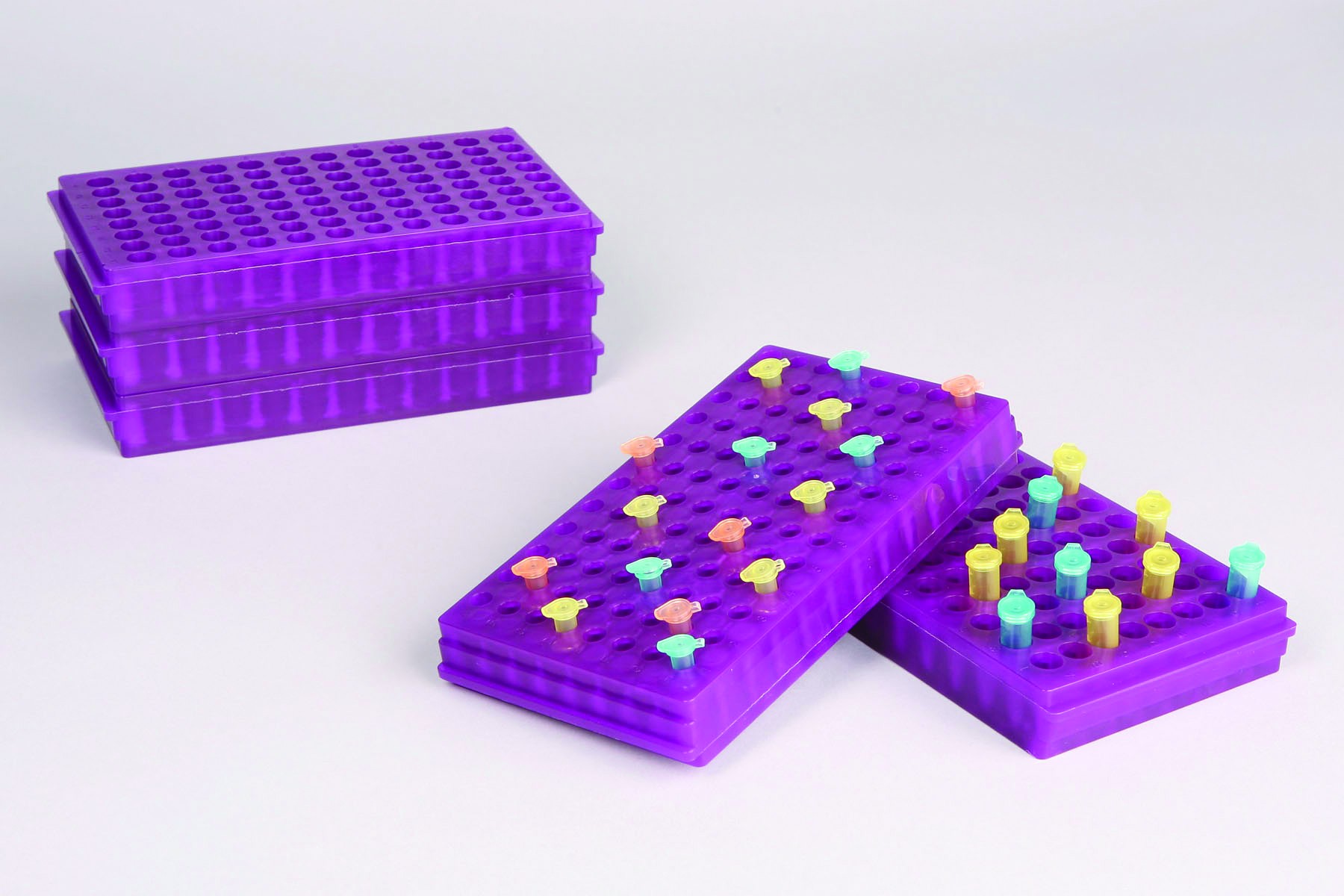 SP Bel-Art Microcentrifuge Tube Rack; For 0.5 or 1.5-2.0ml Tubes, 96 Places, Lavender (Pack of 5)
