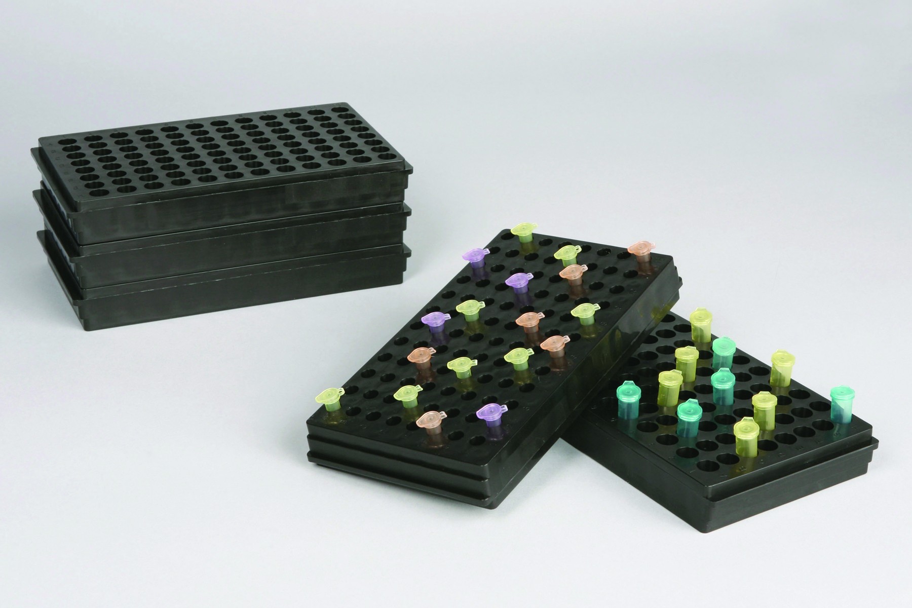 SP Bel-Art Microcentrifuge Tube Rack; For 0.5 or 1.5-2.0ml Tubes, 96 Places, Black (Pack of 5)