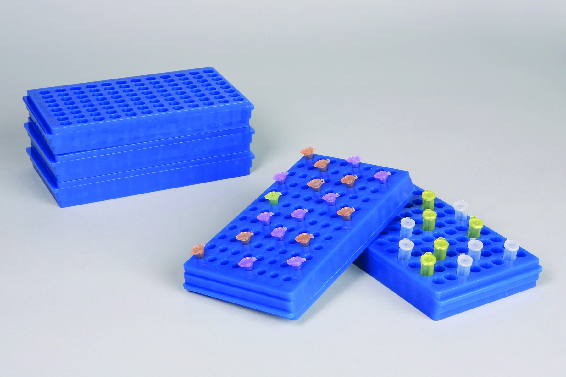 SP Bel-Art Microcentrifuge Tube Rack; For 0.5 or 1.5-2.0ml Tubes, 96 Places, Fluorescent Blue (Pack of 5)
