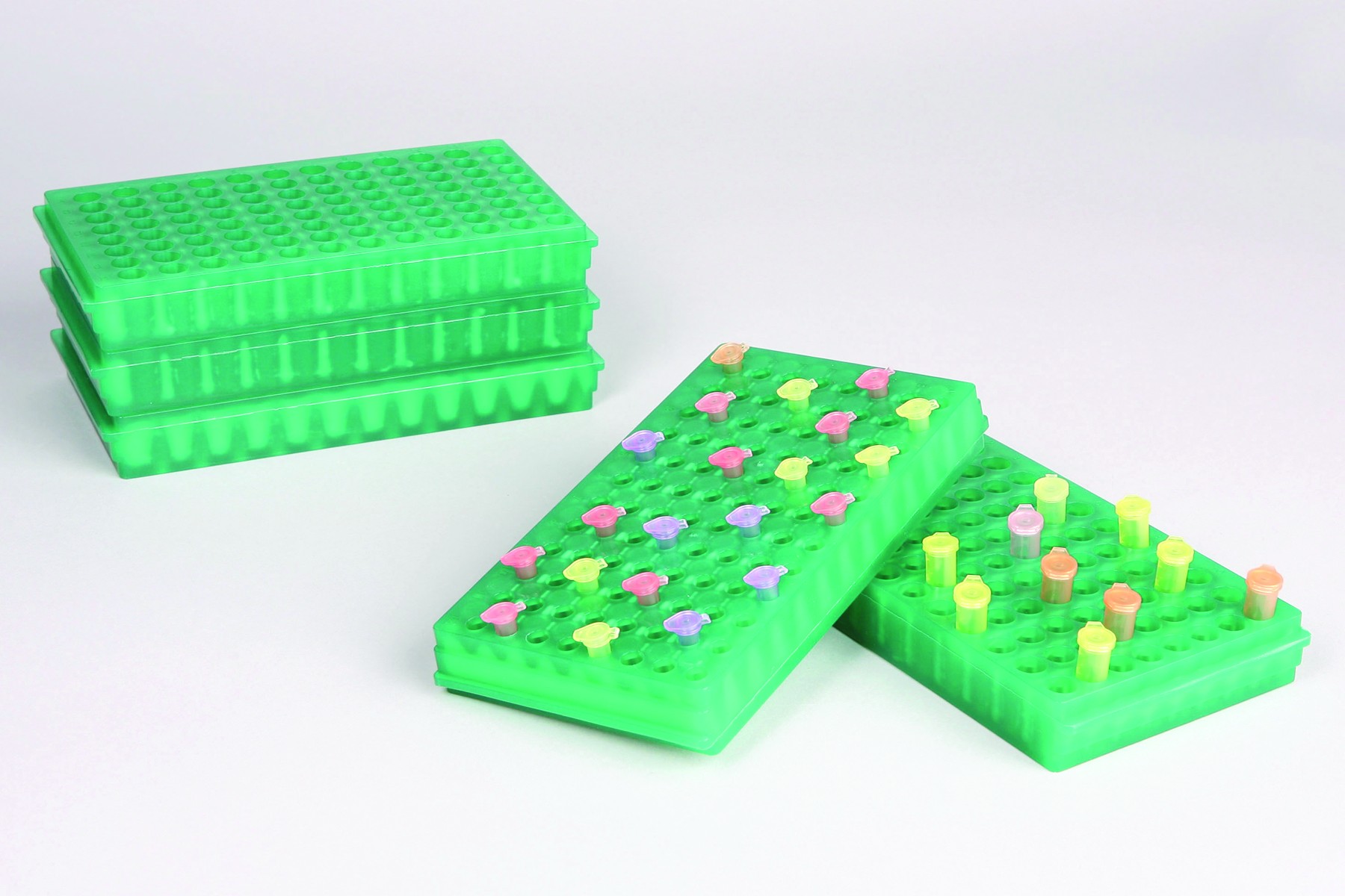 SP Bel-Art Microcentrifuge Tube Rack; For 0.5 or 1.5-2.0ml Tubes, 96 Places, Green (Pack of 5)