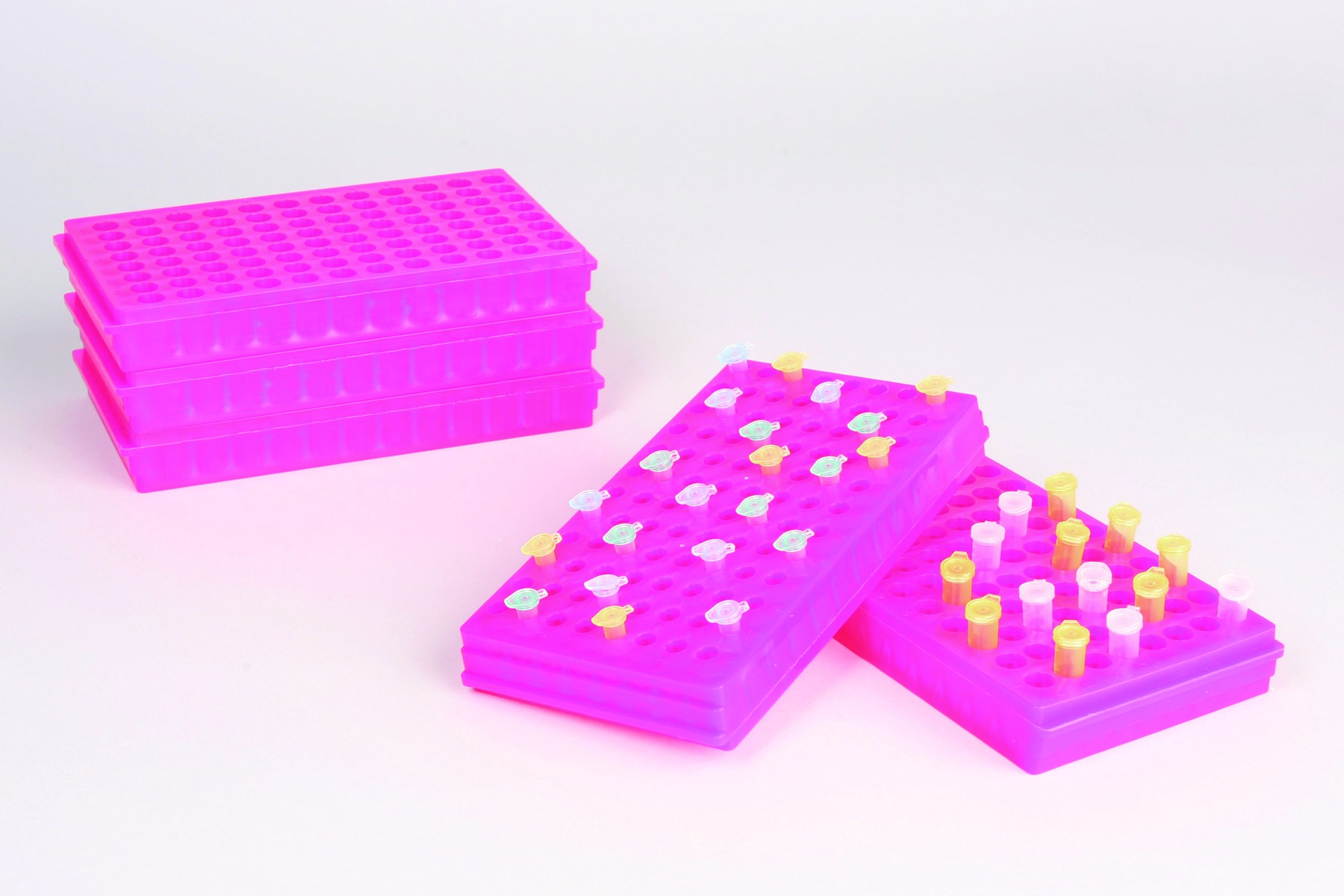 SP Bel-Art Microcentrifuge Tube Rack; For 0.5 or 1.5-2.0ml Tubes, 96 Places, Pink (Pack of 5)