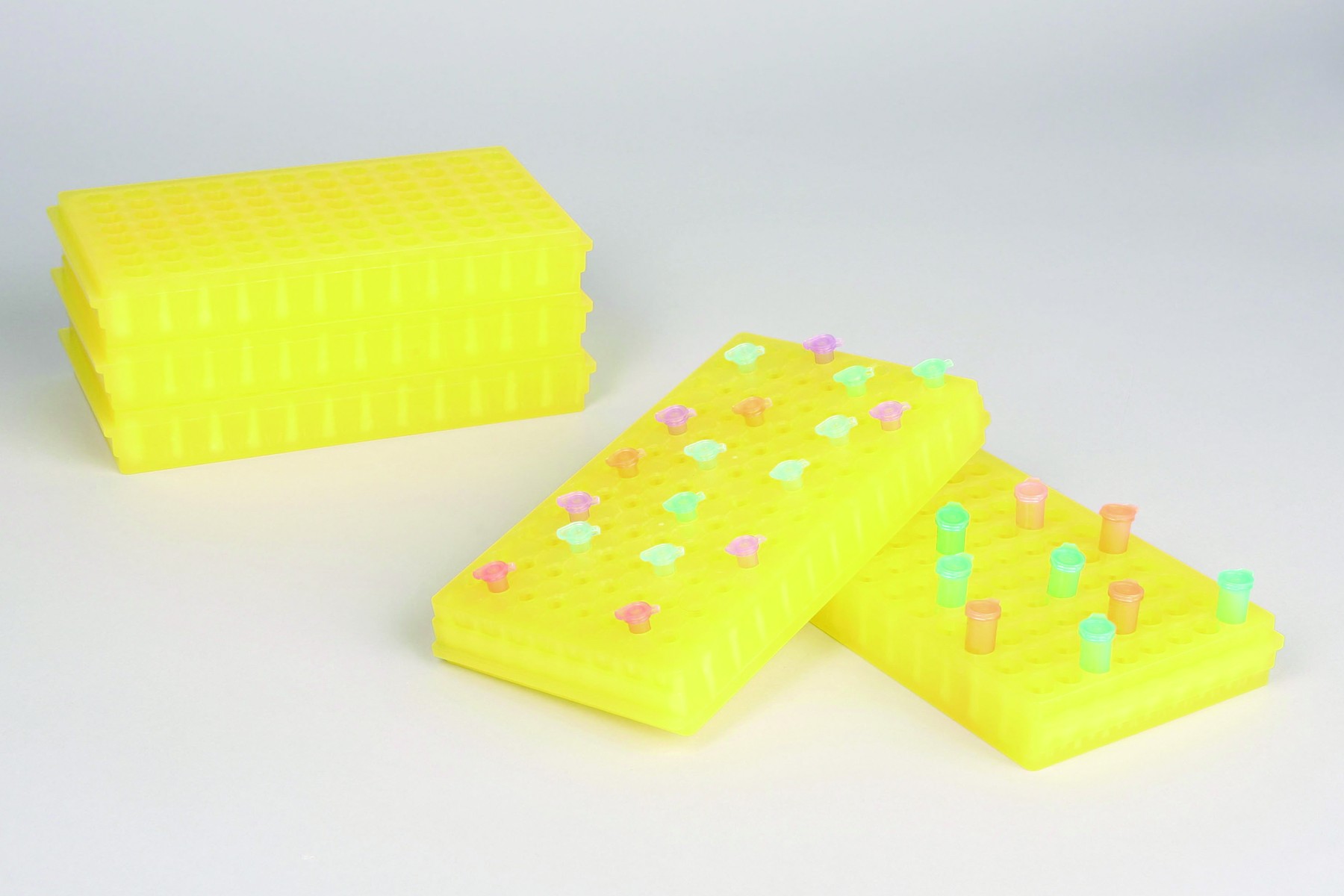 SP Bel-Art Microcentrifuge Tube Rack; For 0.5 or 1.5-2.0ml Tubes, 96 Places, Yellow (Pack of 5)