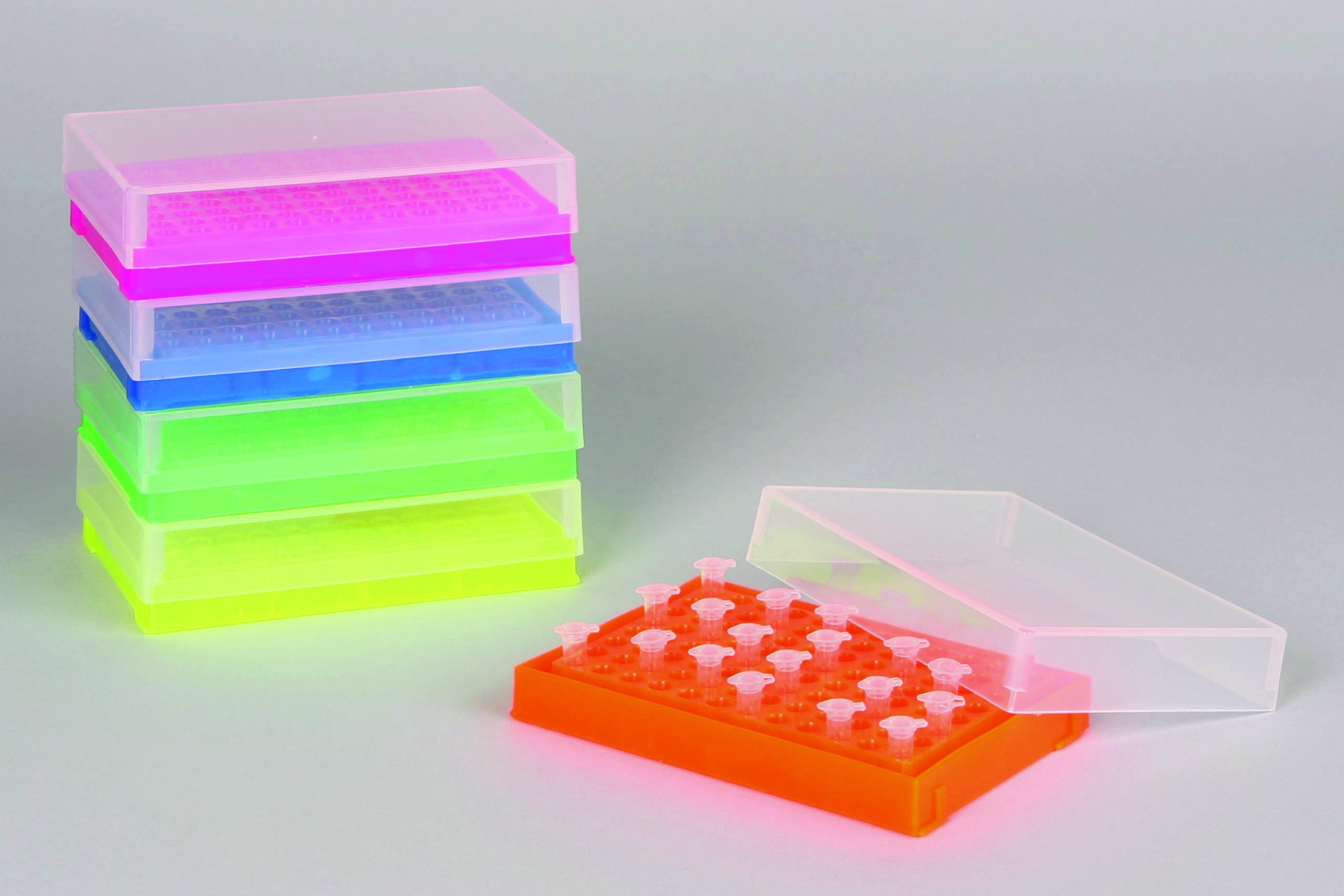 SP Bel-Art PCR Rack; For 0.2ml Tubes, 96 Places, Assorted Colors (Pack of 5)