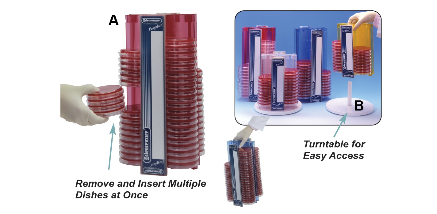 BelArt Easyplate 100mm Petri Dish Rack; 48 Places, 9½ in., Yellow