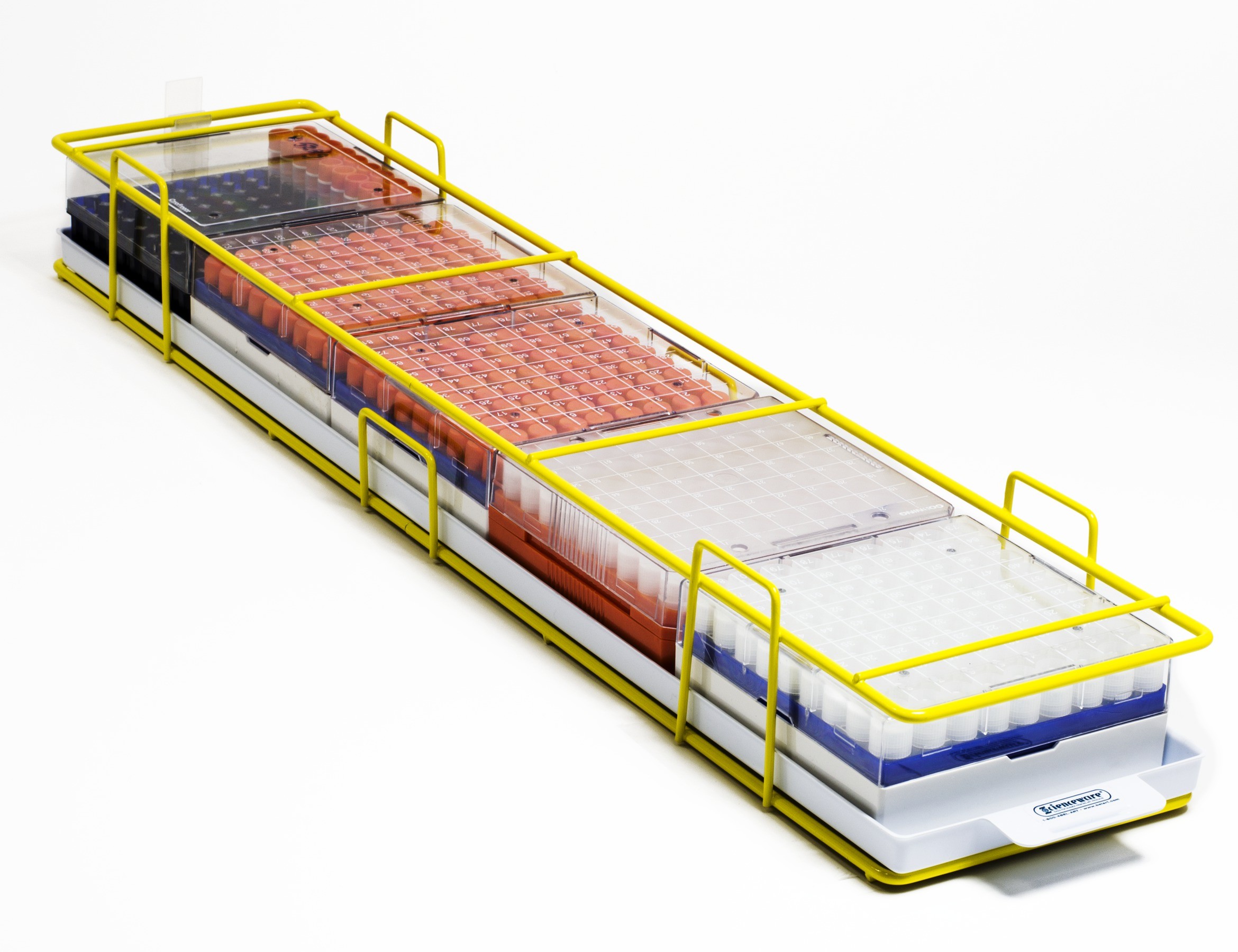 SP Bel-Art Modular Ultra-Low Freezer Rack with Drawer; 5 Places, 27 x 6 x 3½ in., Yellow