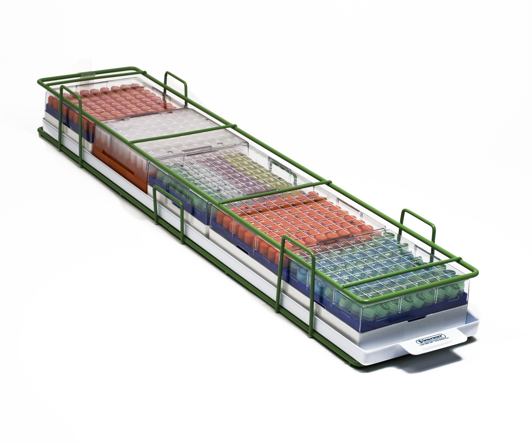 SP Bel-Art Modular Ultra-Low Freezer Rack with Drawer; 5 Places, 27 x 6 x 3½ in., Green