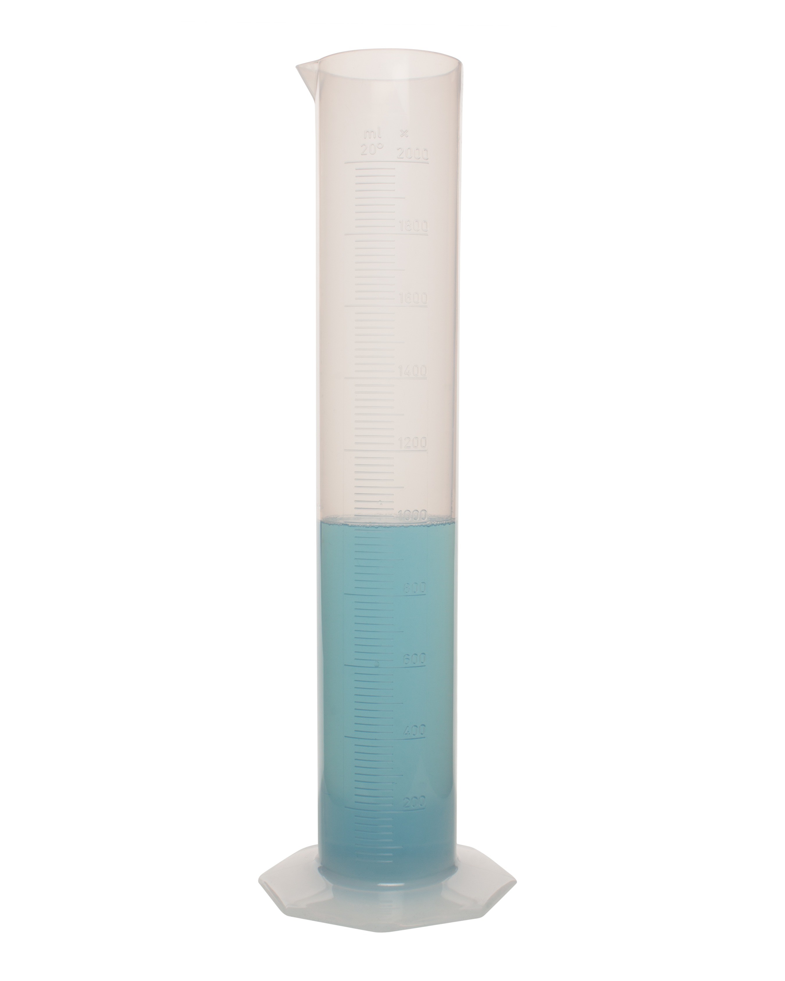 SP Bel-Art Single Scale 2000ml Polypropylene Graduated Cylinder; 20.0ml Graduation