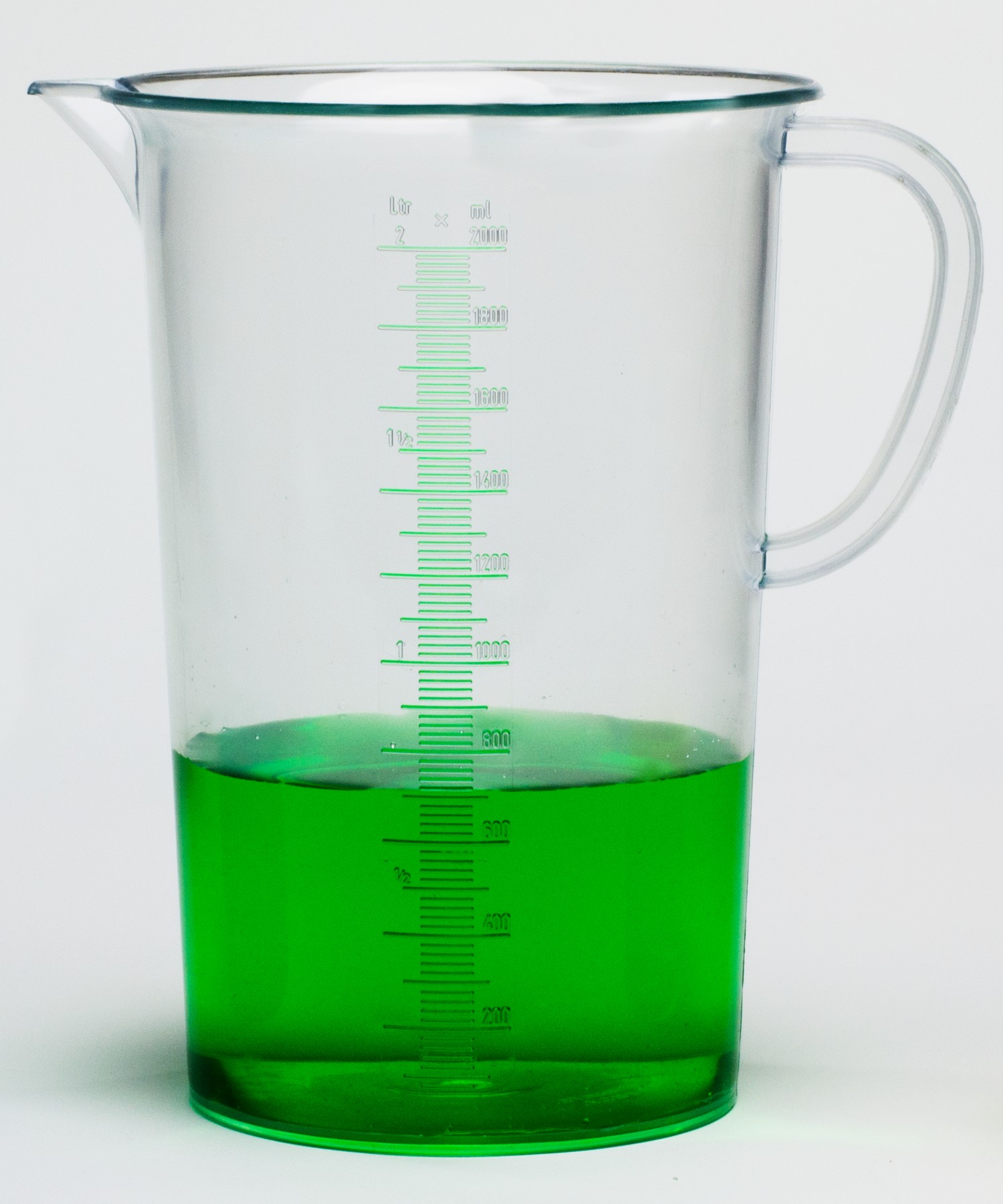 SP Bel-Art Tall Form 2000ml Clear TPX Graduated Pitcher; 20ml Graduation