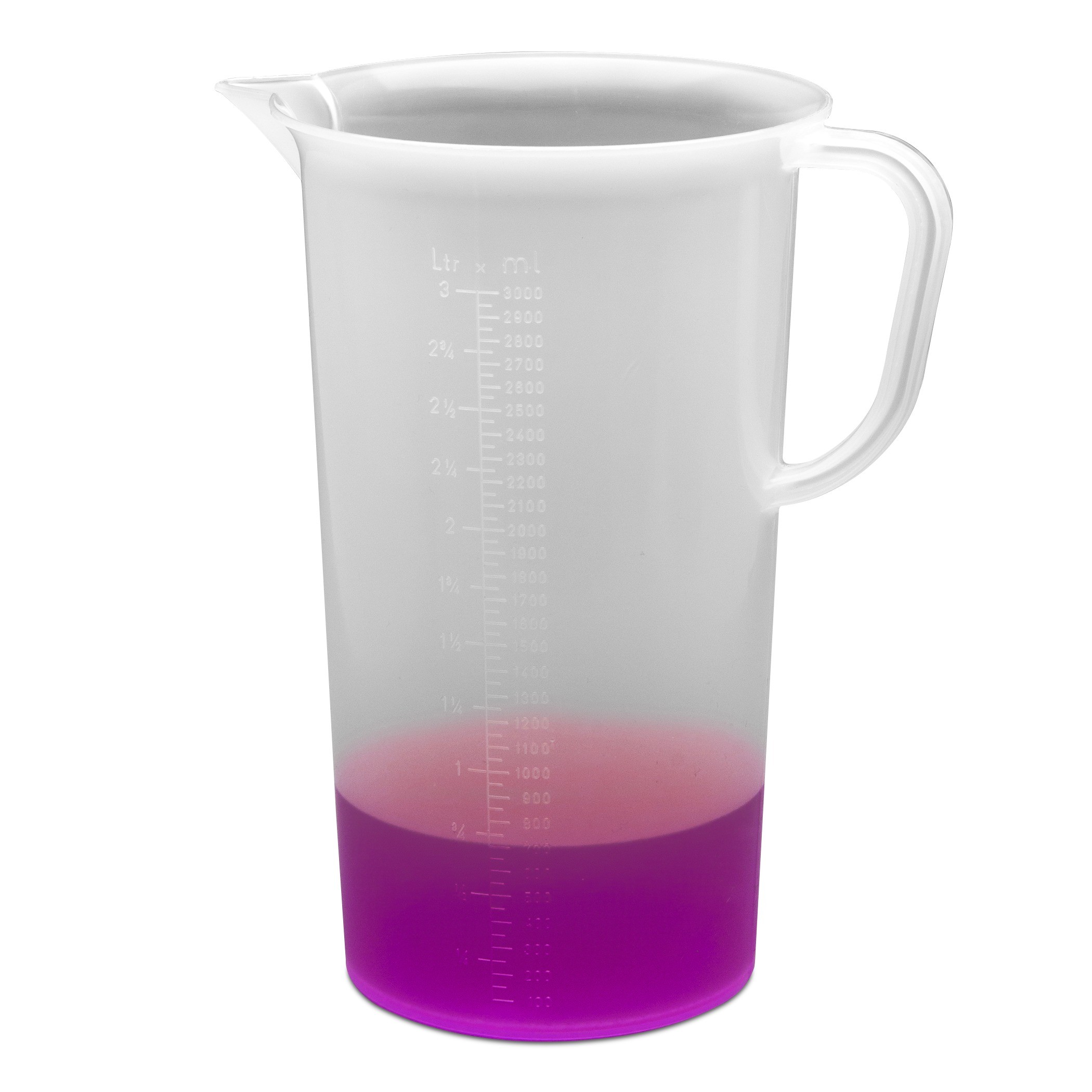 SP Bel-Art Tall Form 3000ml Polypropylene Graduated Pitcher; 50ml Graduation