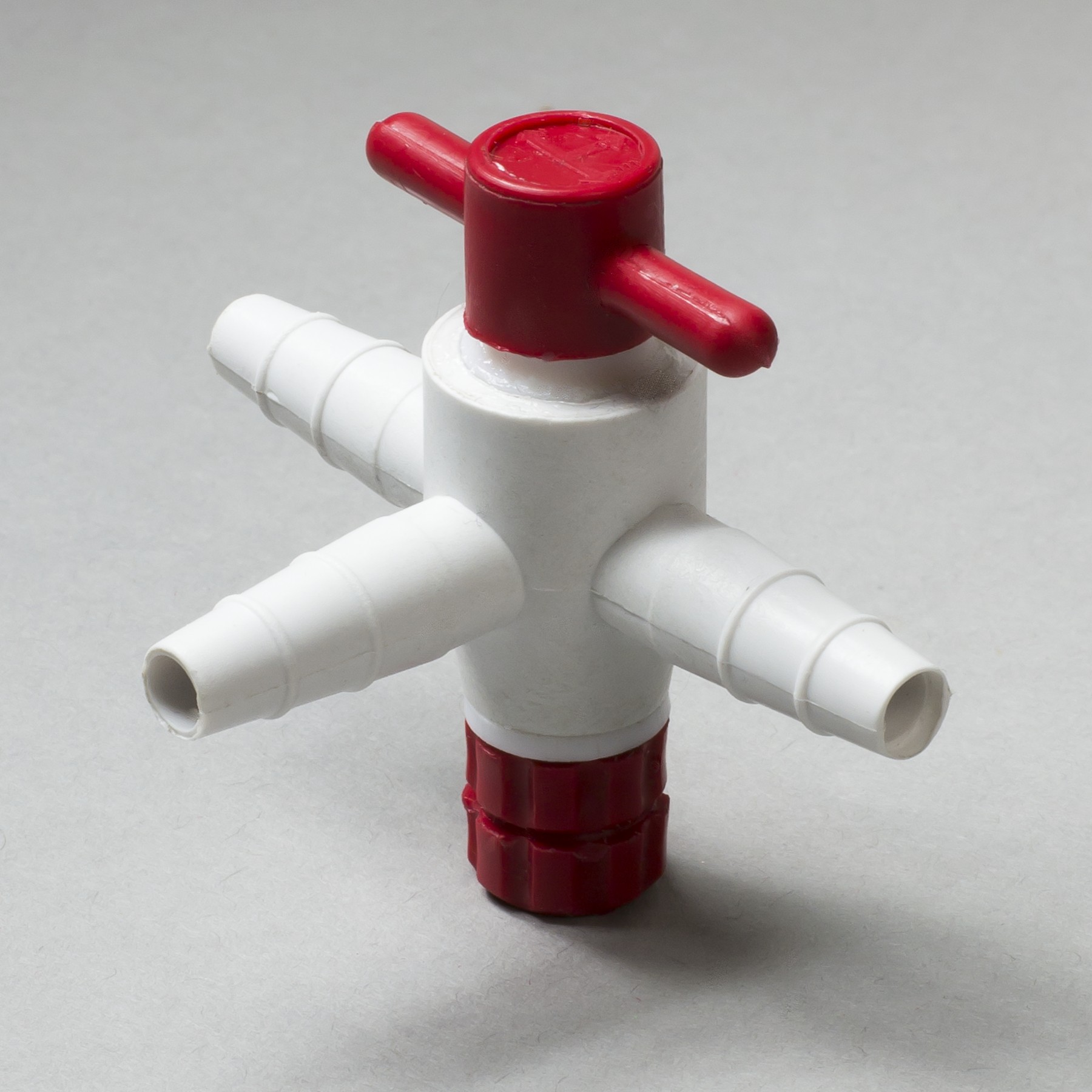 SP Bel-Art Three-Way Stopcock for ¼ in. to ⅜ in. Tubing; 4mm Bore, PTFE