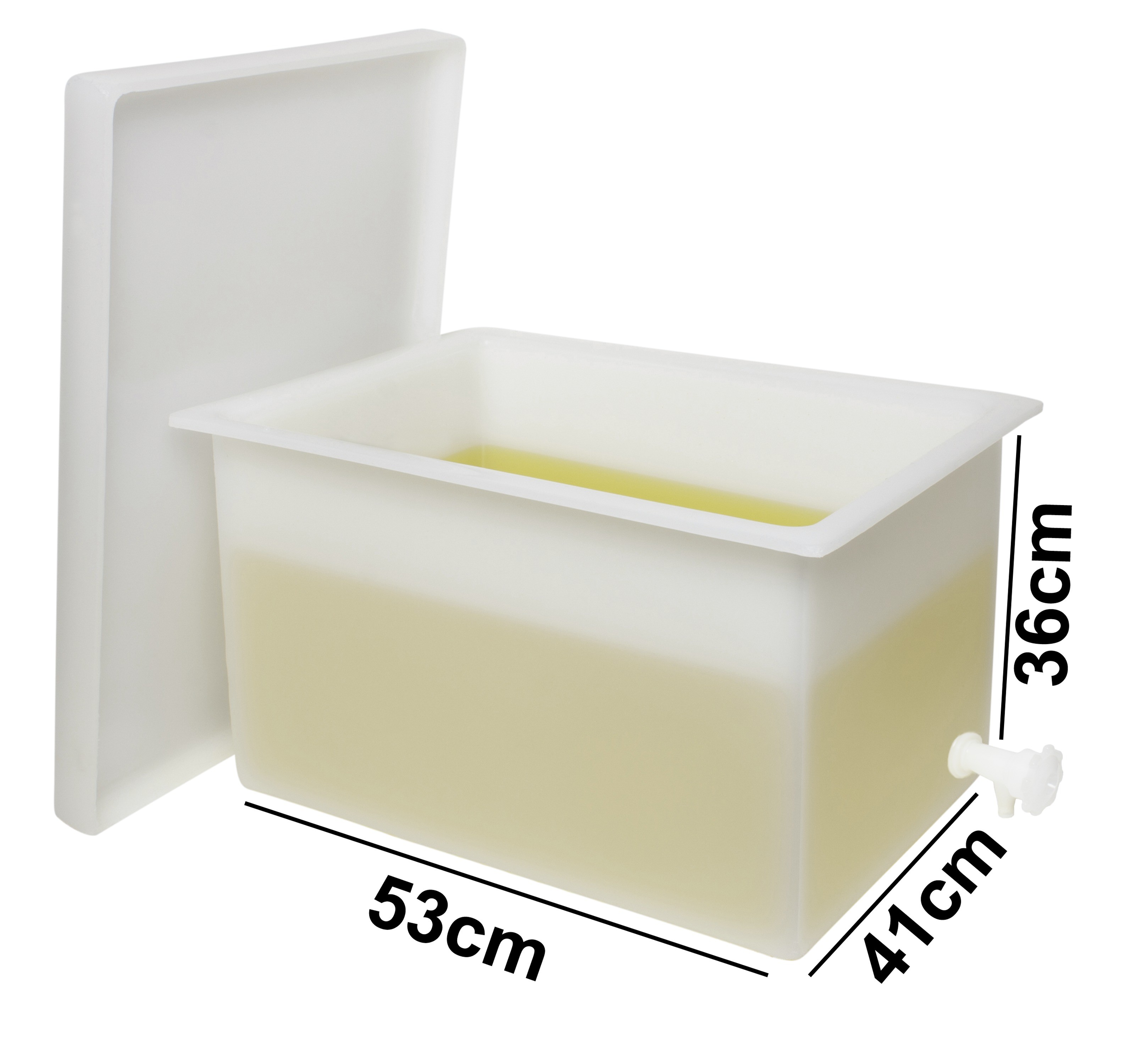 SP Bel-Art Heavy Duty Polyethylene Rectangular Tank with Top Flanges and Faucet; 21 x 16 x 14 in.