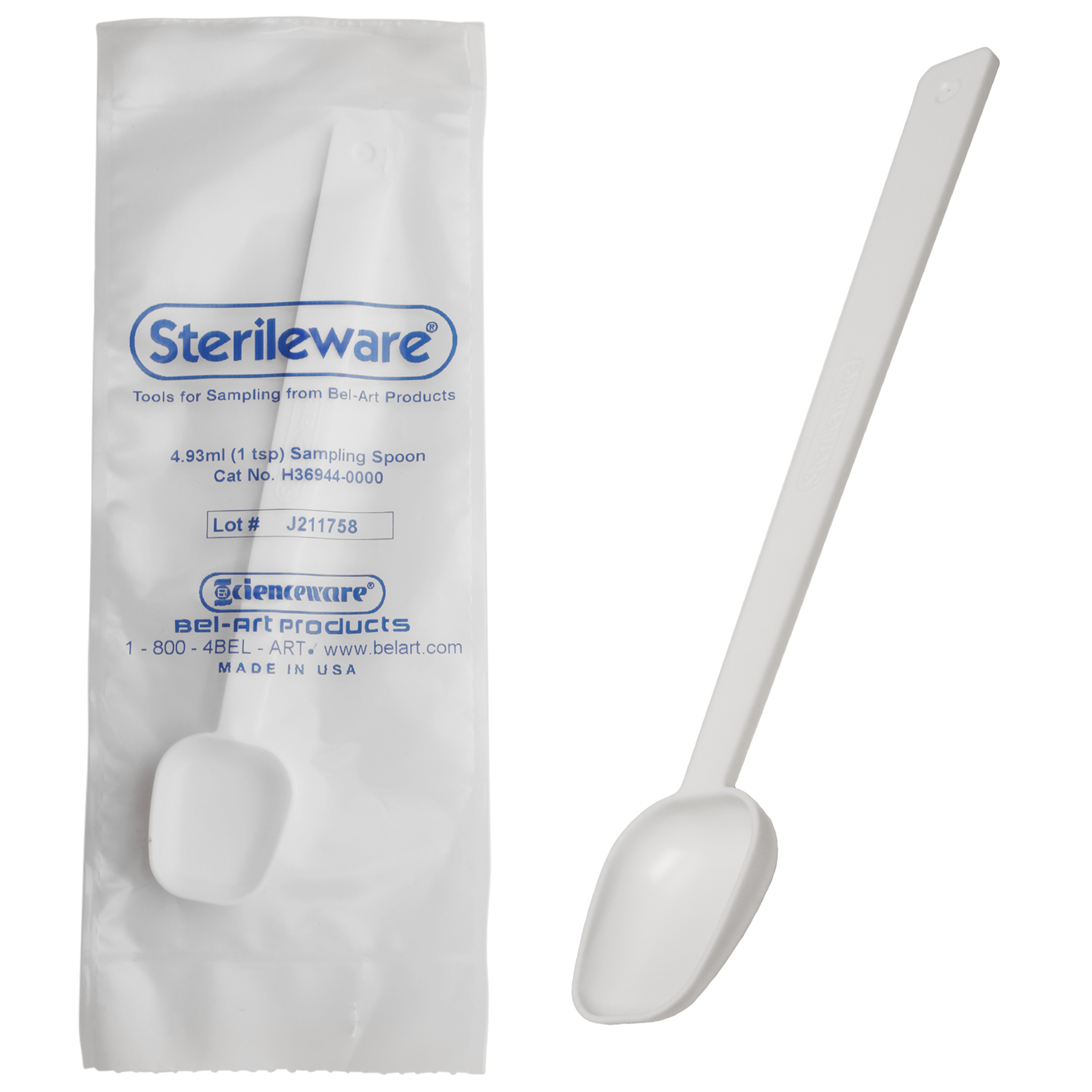BelArt Sterileware Long Handle Sterile Sampling Spoon; 4.93ml (1 tsp