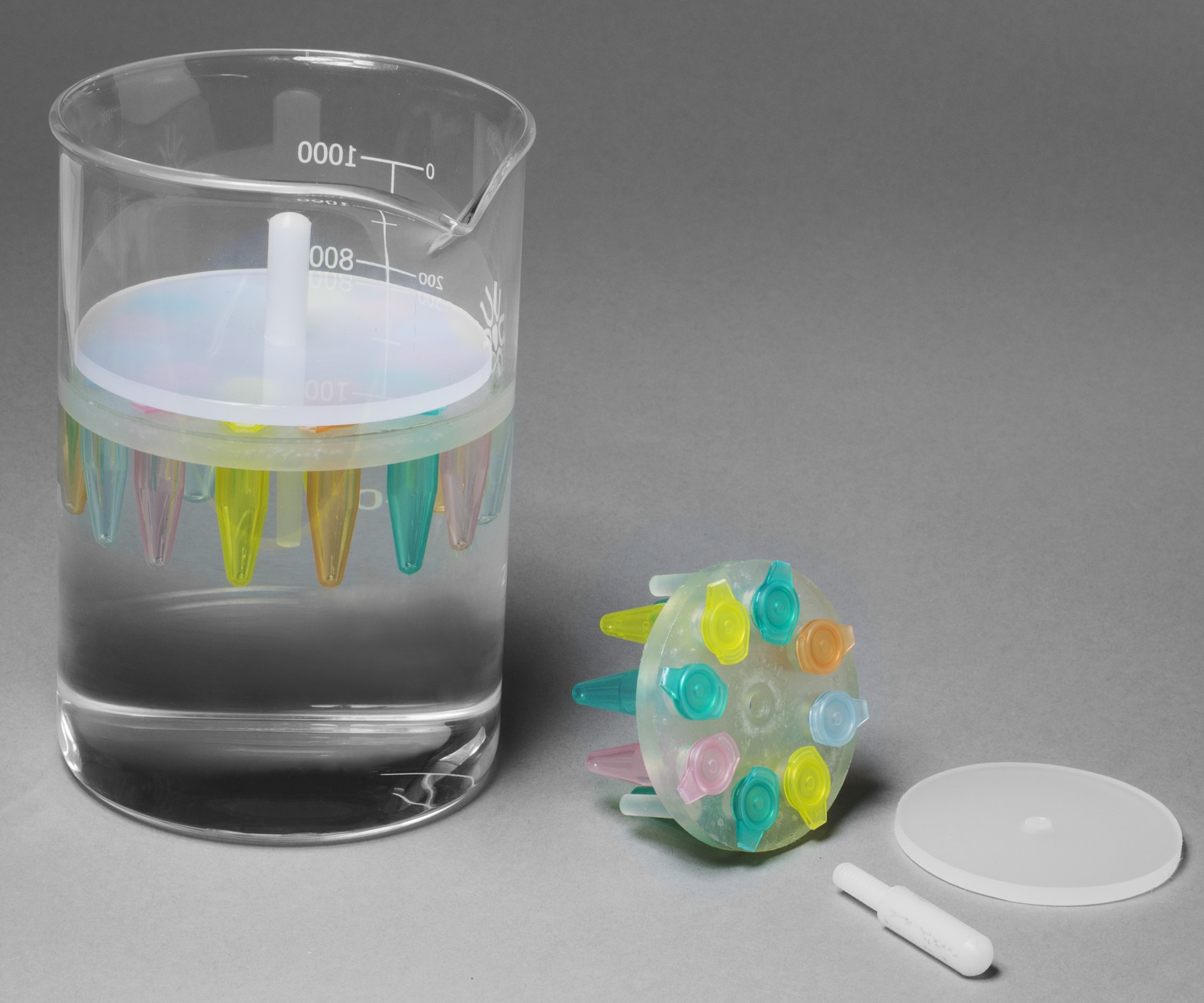 Round Microcentrifuge Floating Bubble Racks with Hold-Down Disk