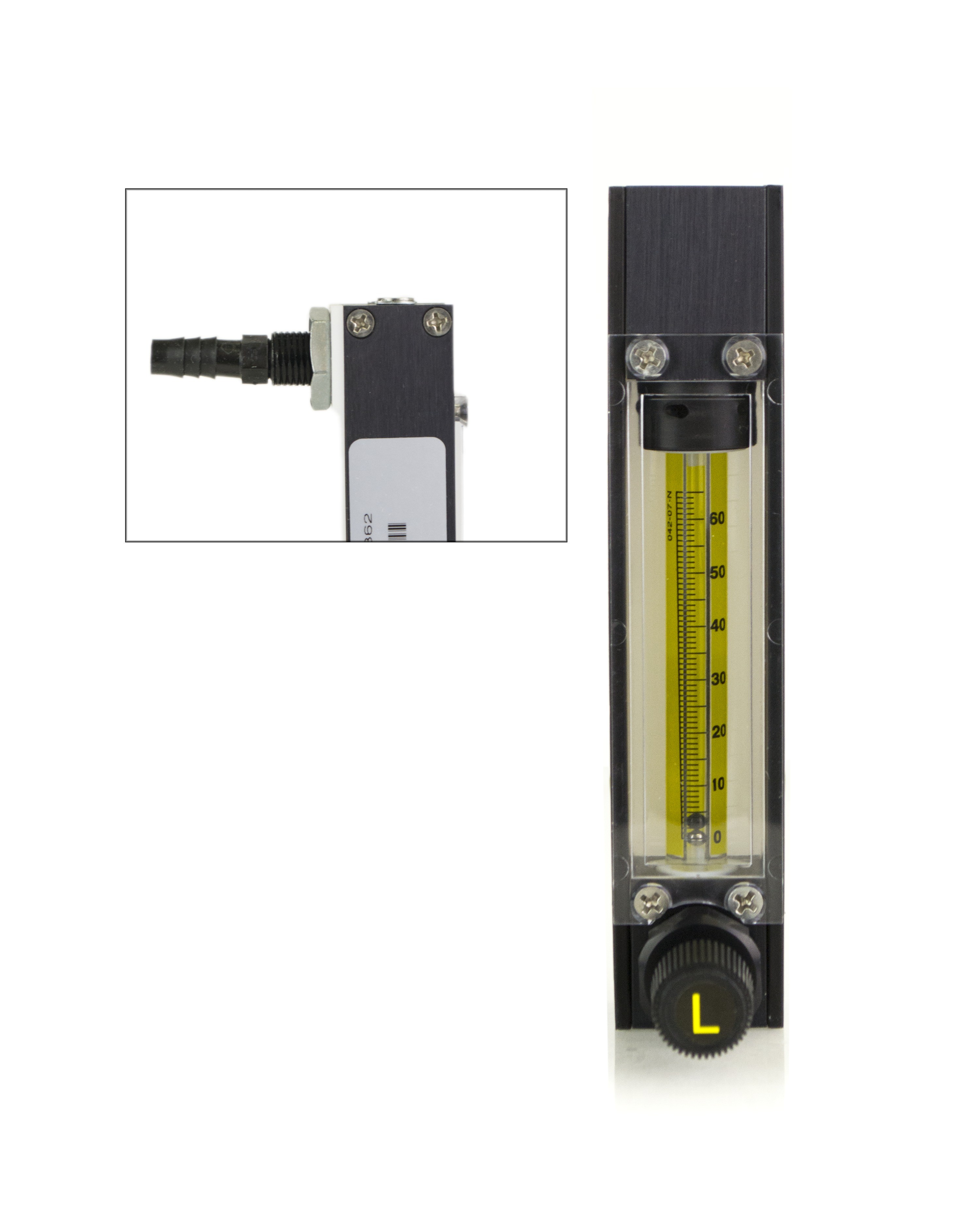 SP Bel-Art Riteflow Aluminum Mounted Flowmeter; 65mm Scale, Size 1