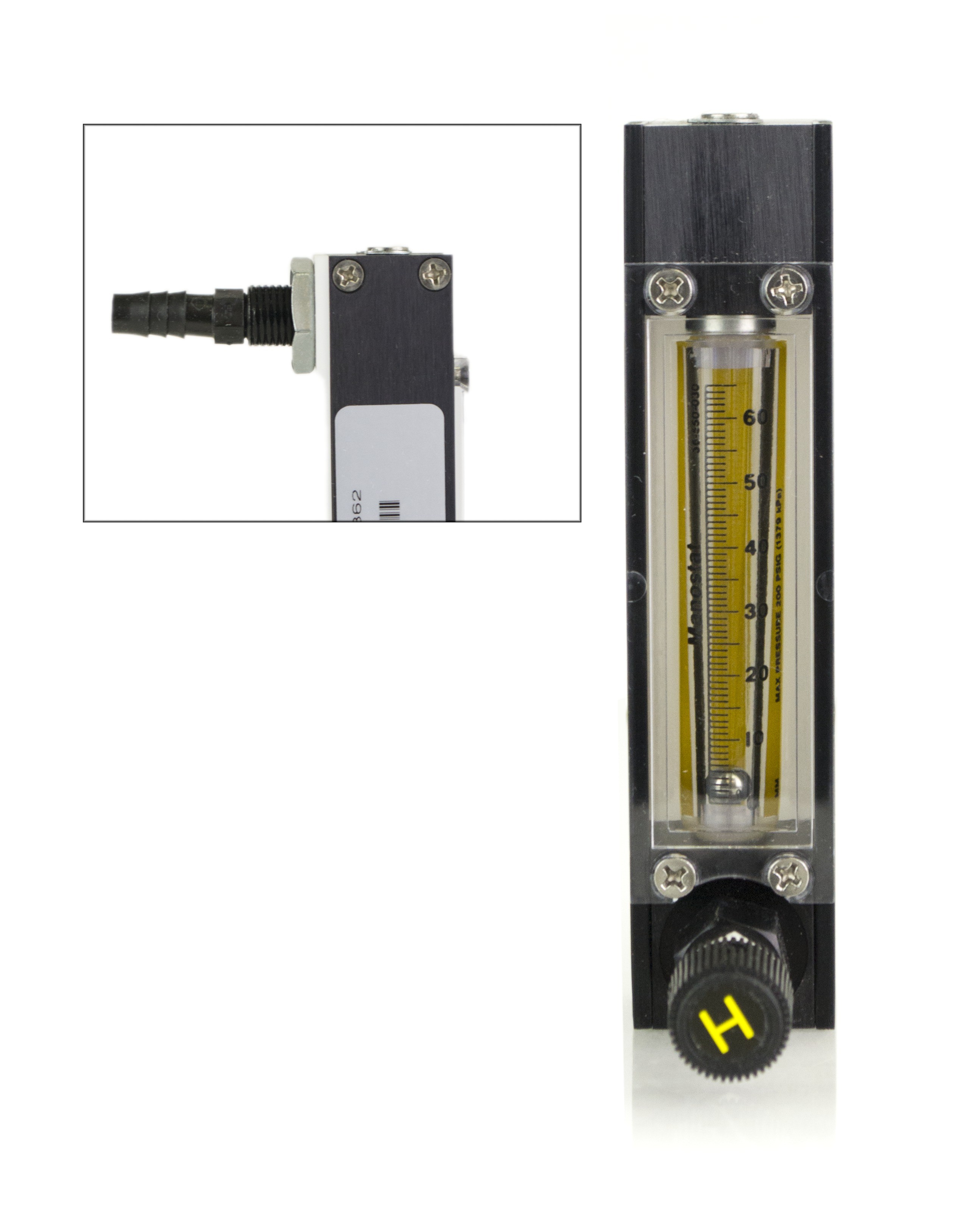 SP Bel-Art Riteflow Aluminum Mounted Flowmeter; 65mm Scale, Size 6