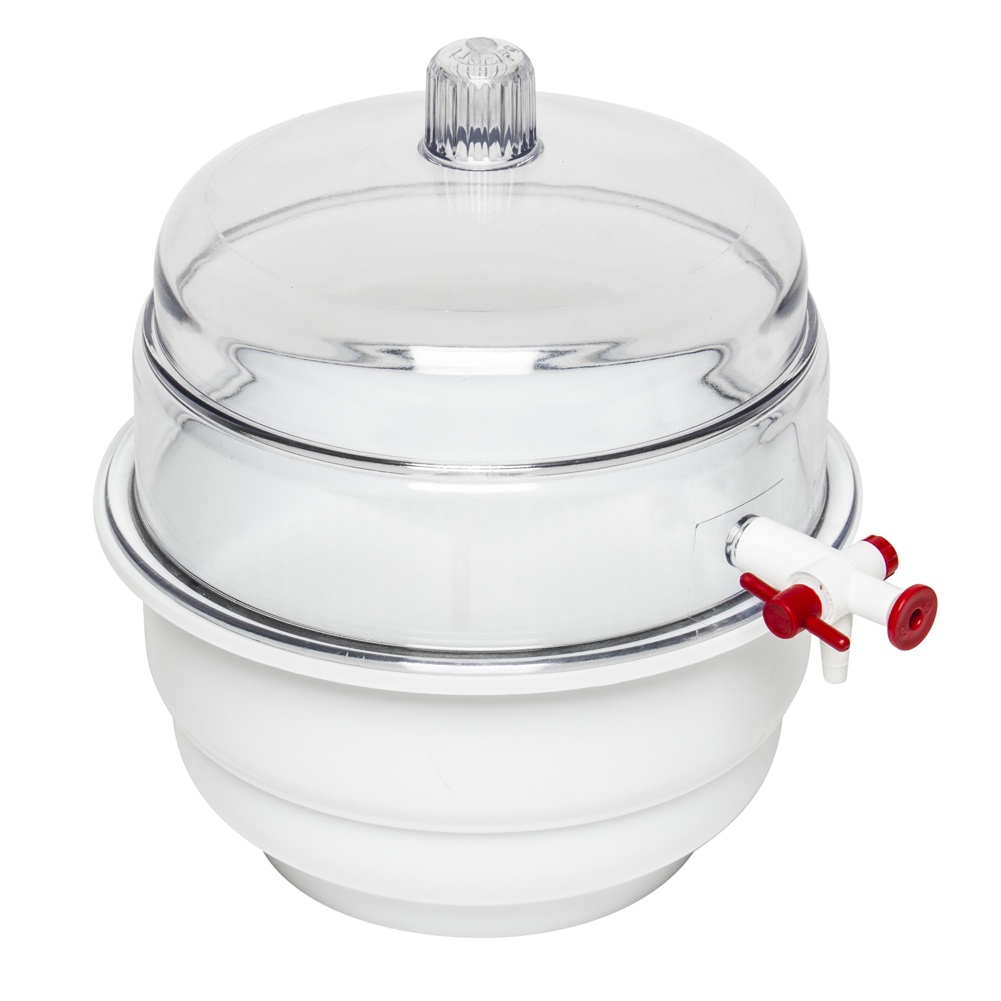 SP Bel-Art "SPACE SAVER" Polycarbonate Vacuum Desiccator with White Polypropylene Bottom; 0.20 cu. ft.