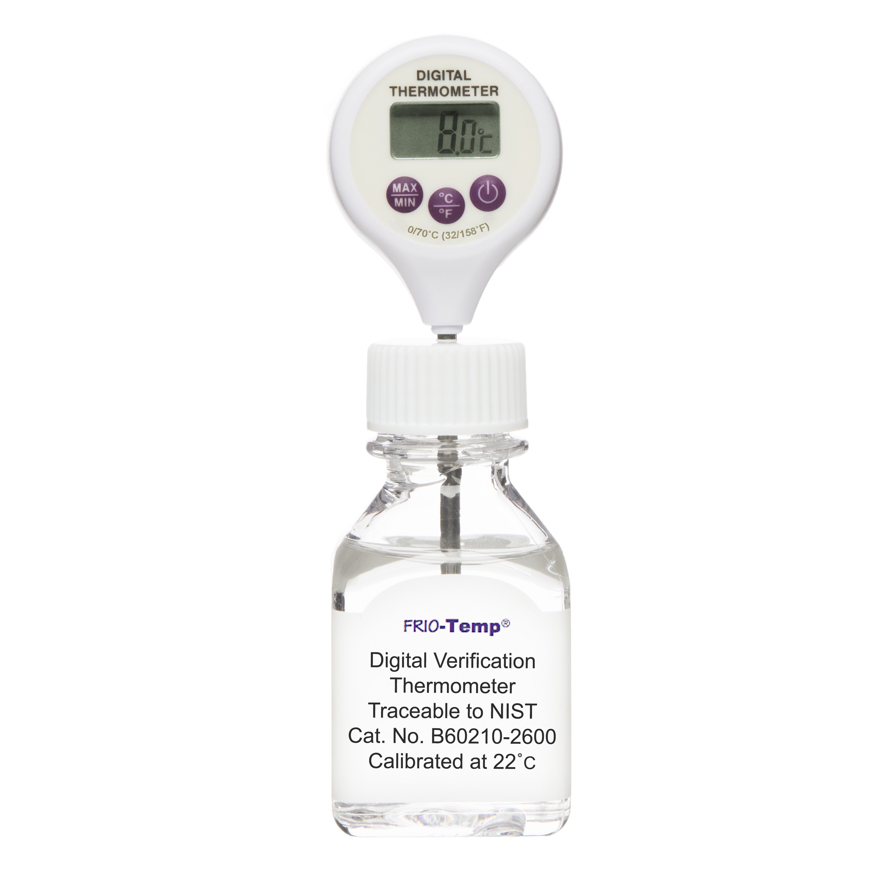 SP Bel-Art, H-B Frio-Temp Calibrated Electronic Verification Lollipop Stem Thermometer; 0/70C (32/158F), 22C Ambient Calibration