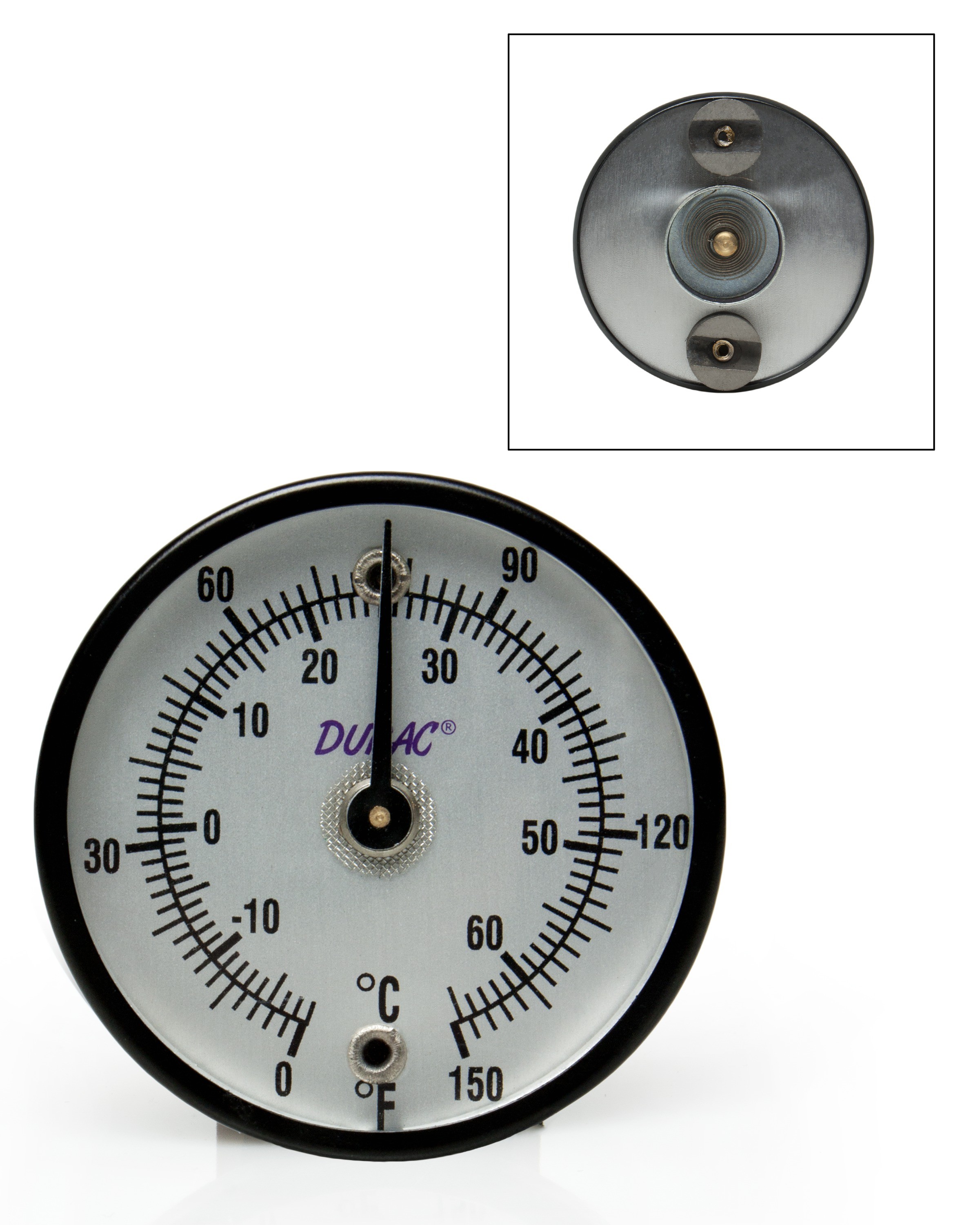 SP Bel-Art, H-B DURAC Bi-Metallic Surface Temperature Thermometer; -18/65C (0/150F), 50mm (2 in.) Dial, Double Magnet