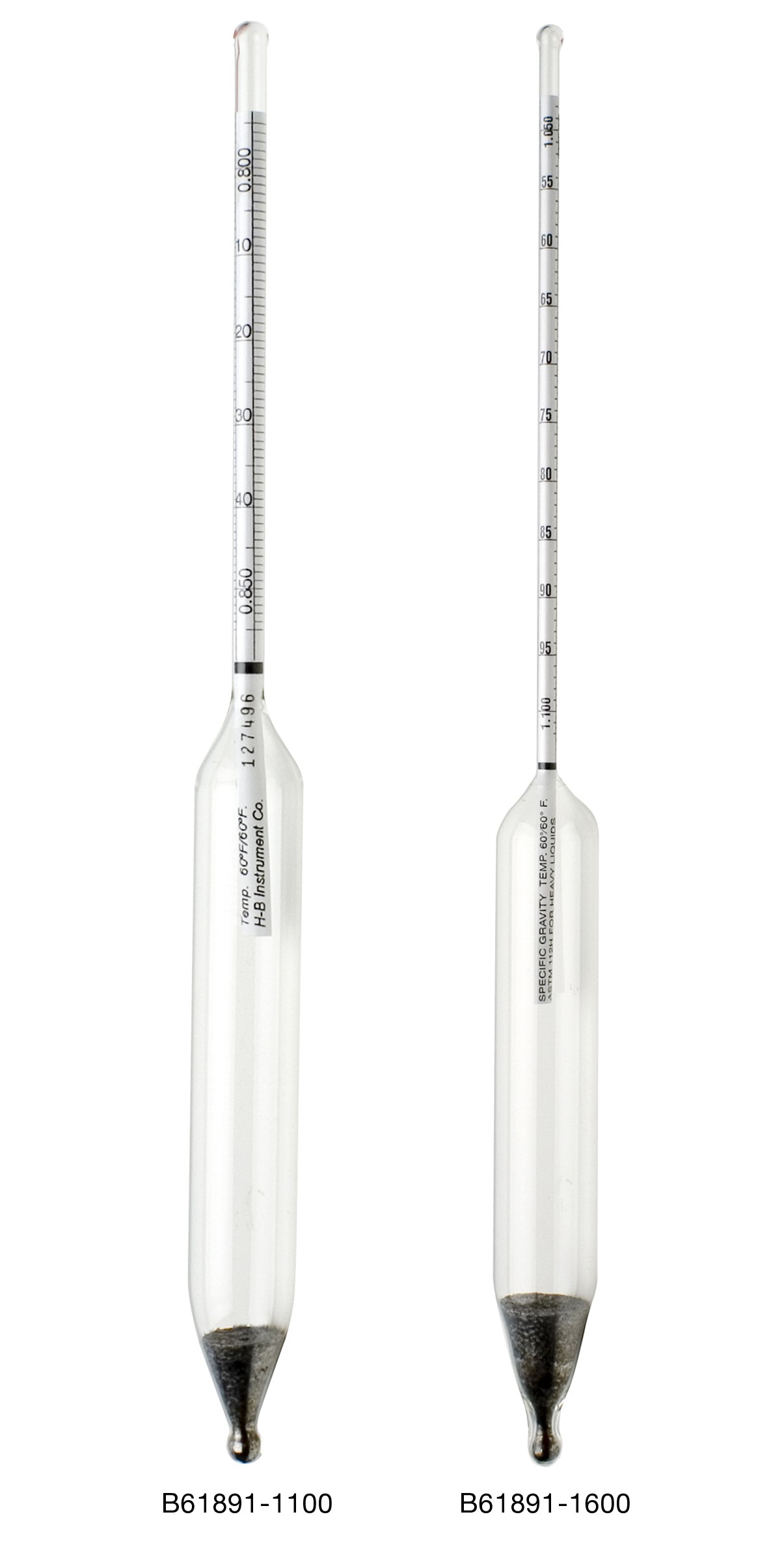 HB DURAC Specific Gravity ASTM Hydrometers; Traceable to NIST
