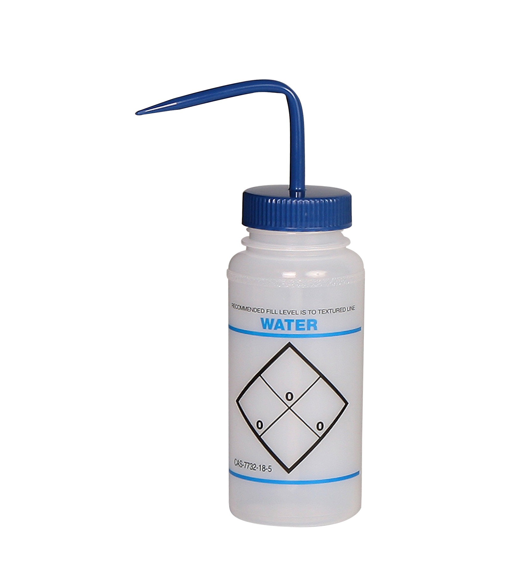 SP Bel-Art Safety-Labeled 2-Color Water Wide-Mouth Wash Bottles; 500ml (16oz), Polyethylene w/Blue Polypropylene Cap (Pack of 6)