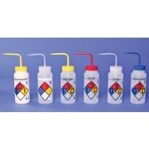 4-Color Wash Bottles – Right-to-Know, Safety-Vented and Safety-Labeled, Wide-Mouth