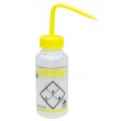 SP Bel-Art Safety-Labeled 2-Color Isopropanol Wide-Mouth Wash Bottles; 500ml (16oz), Polyethylene w/Yellow Polypropylene Cap (Pack of 6)