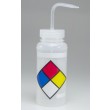 SP Bel-Art Safety-Labeled 4-Color LYOB Wide-Mouth Wash Bottles; 500ml (16oz), Polyethylene w/Natural Polypropylene Cap (Pack of 4)