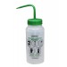 SP Bel-Art Safety-Labeled 2-Color Methanol Wide-Mouth Wash Bottles; 500ml (16oz), Polyethylene w/Green Polypropylene Cap (Pack of 6)