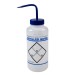 SP Bel-Art Safety-Labeled 2-Color Distilled Water Wide-Mouth Wash Bottles; 1000ml (32oz), Polyethylene w/Blue Polypropylene Cap (Pack of 6)